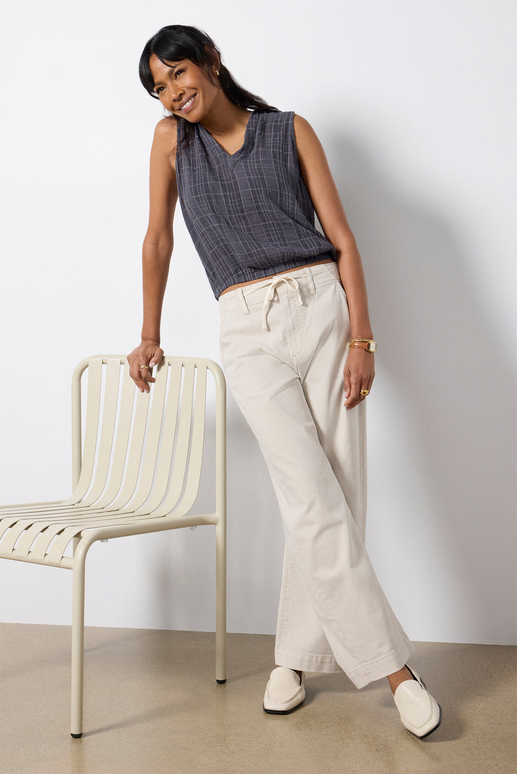 Women's Textured Collar Tank Top