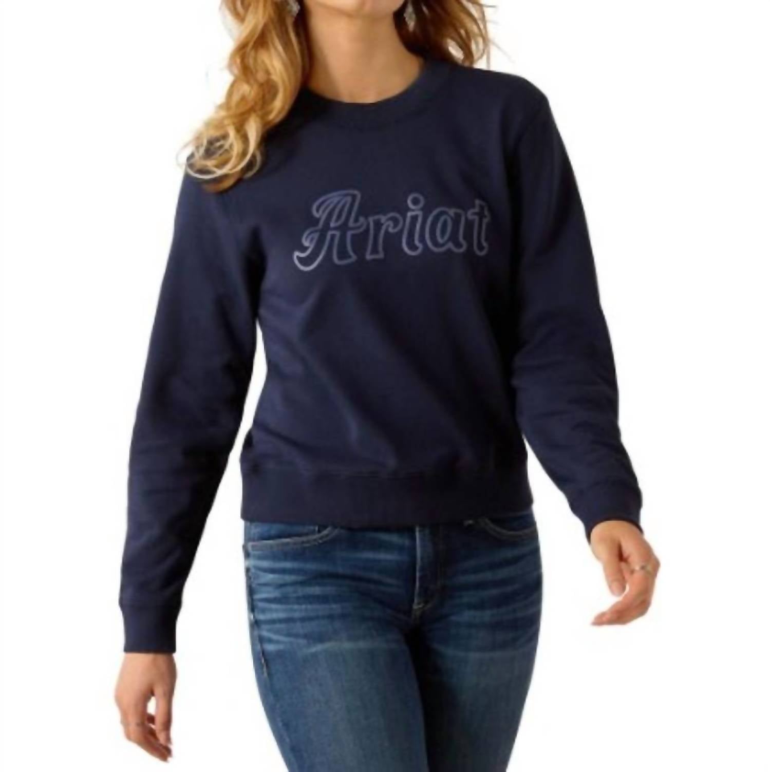 Women's Essential Crew Logo Sweatshirt In Black Iris