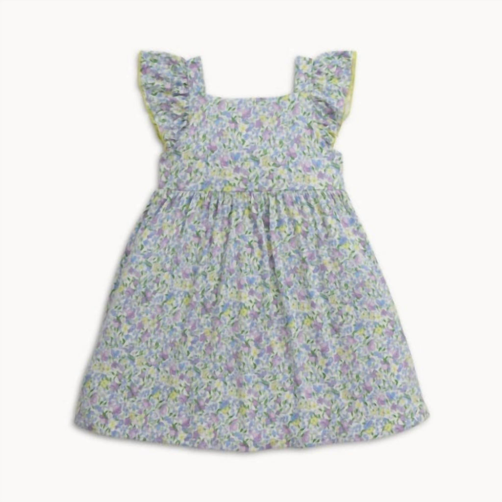 Square Neck Ruffle Sleeve Dress In Lavinia