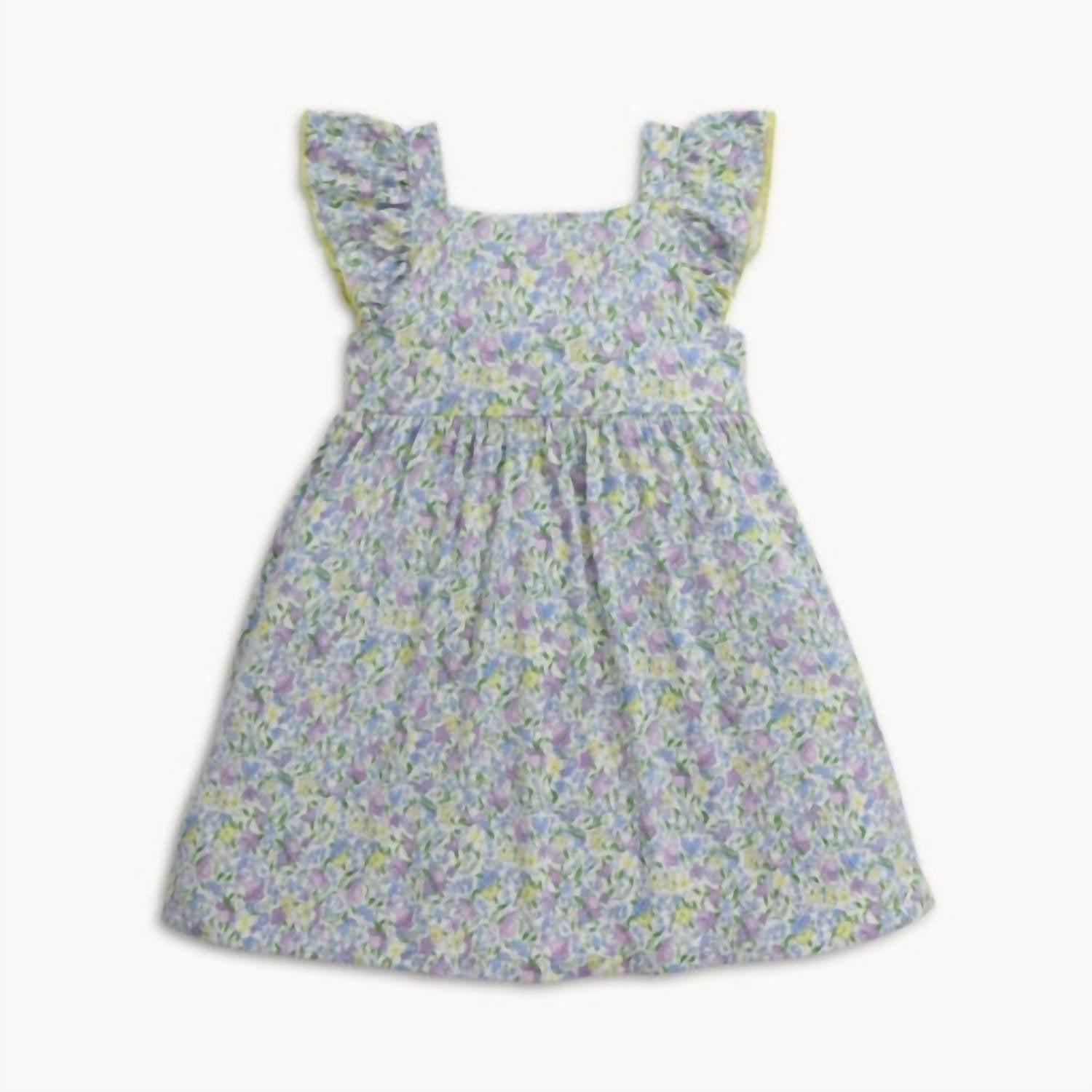 Square Neck Ruffle Sleeve Dress In Lavinia