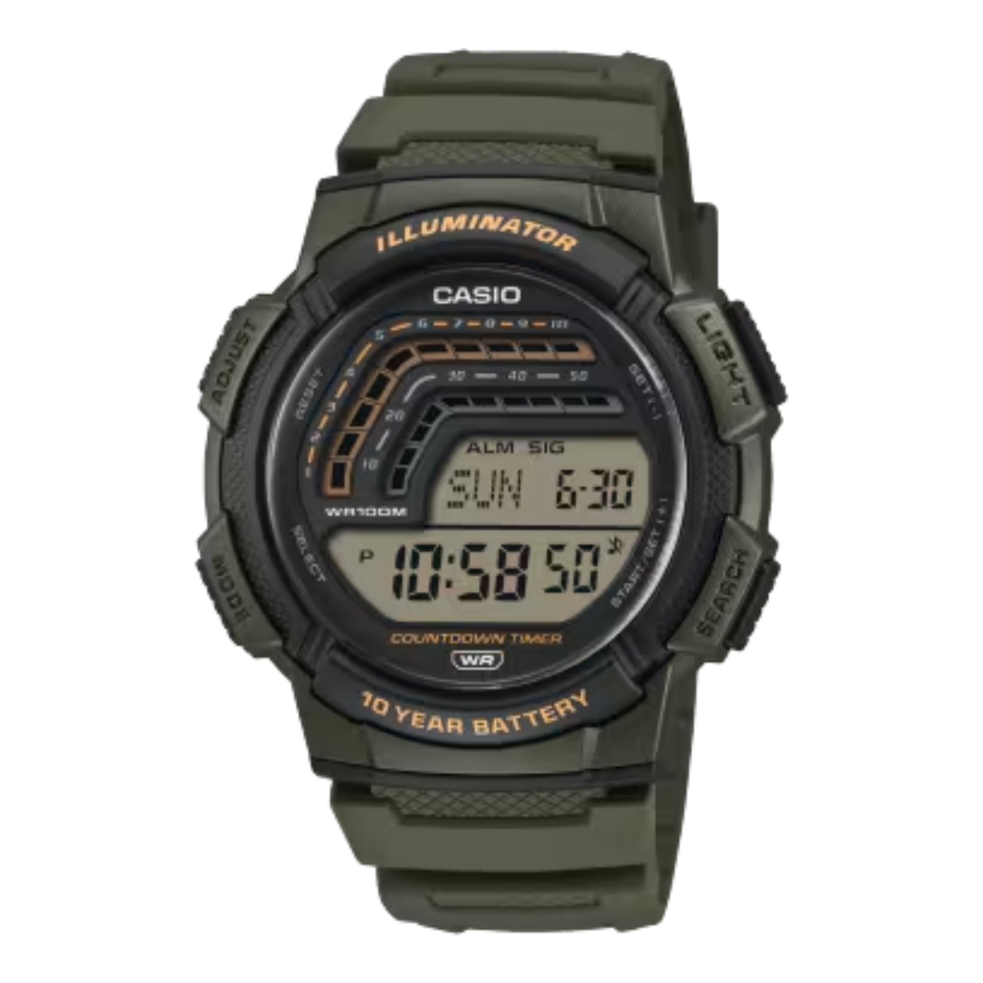 Casio Men's Digital Sport Watch Green Resin Band - WS-1800-3AVCF