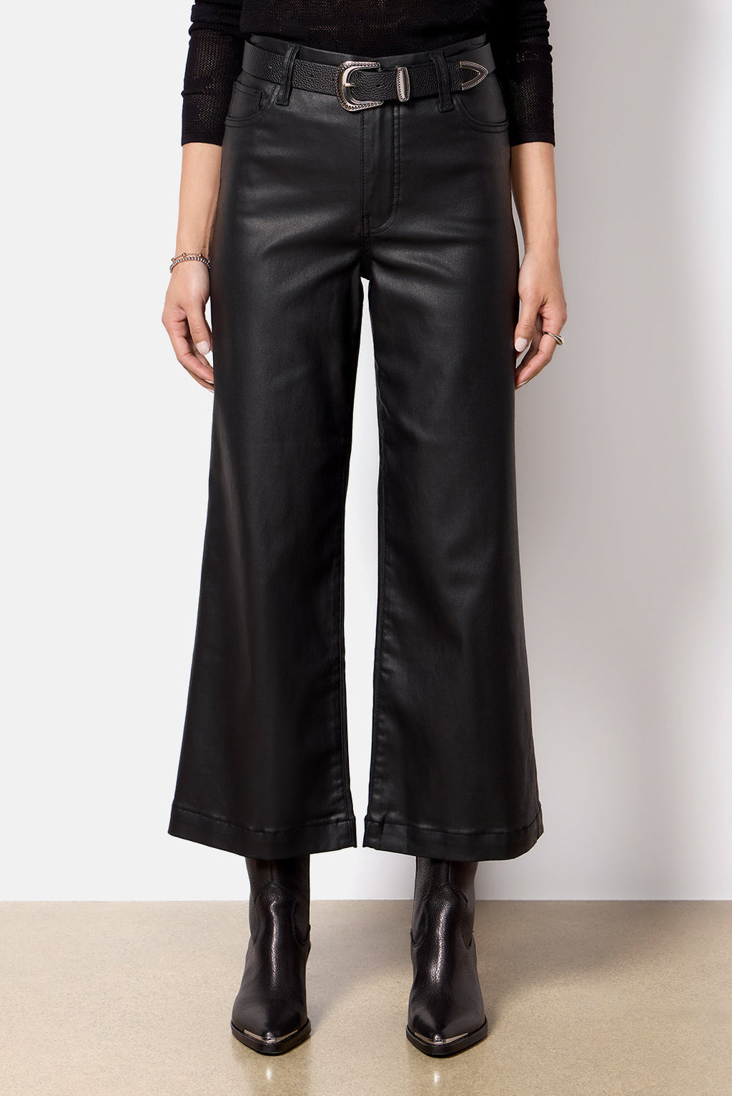 Women's Petite Coated Meg Wide Leg Pants
