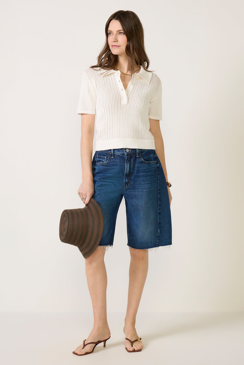 Women's Dehlia Open Stitch Polo Sweater Top