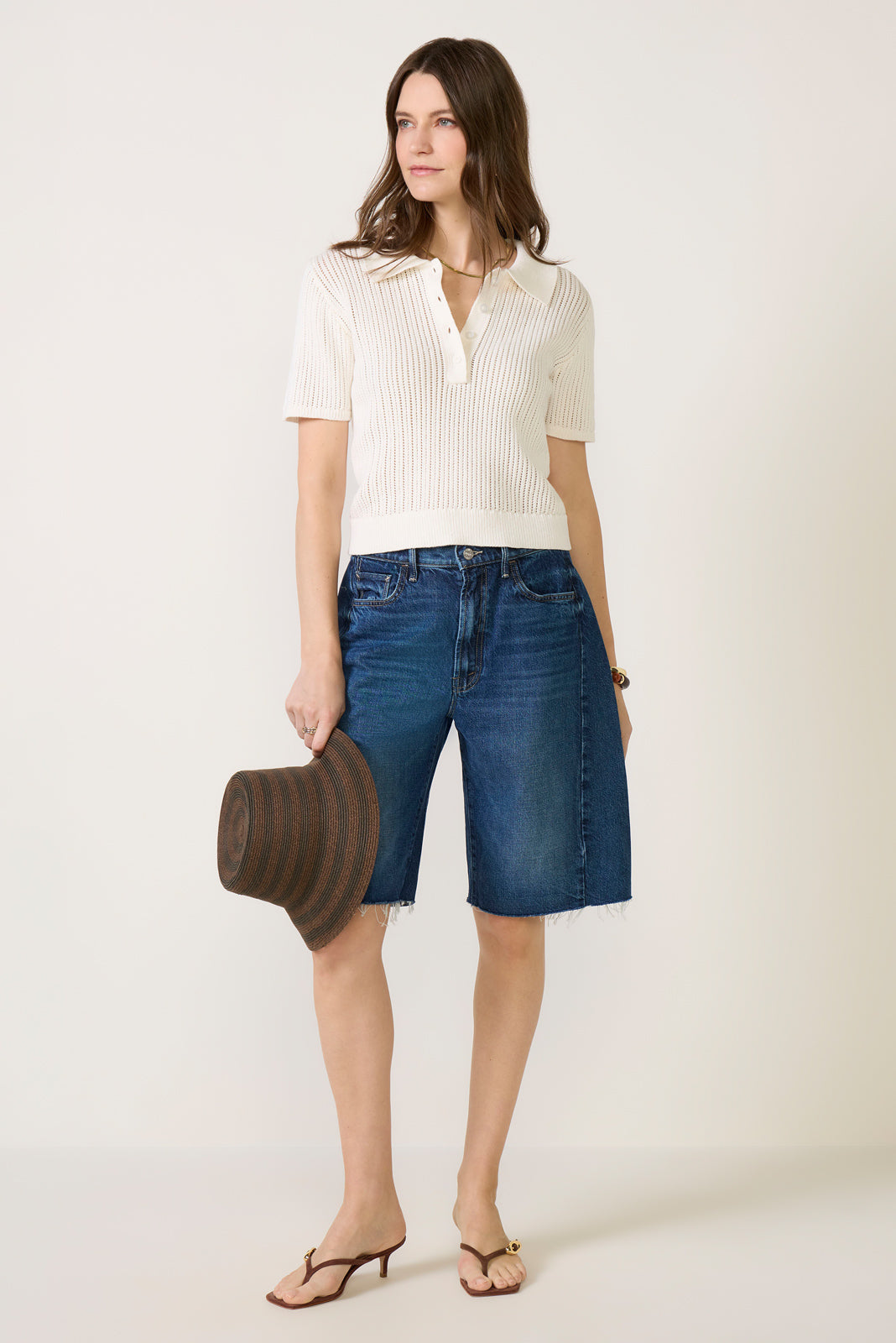 Women's Dehlia Open Stitch Polo Sweater Top
