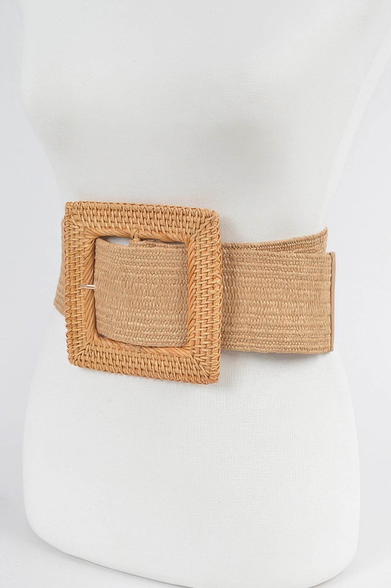 Oversized Bamboo Buckle Waist Elastic Belt