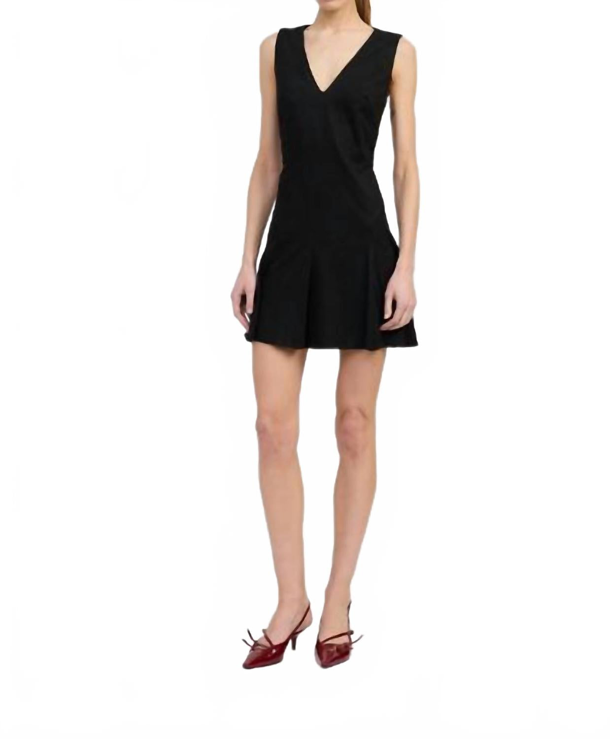 Nelly V Neck Mini Dress In Black