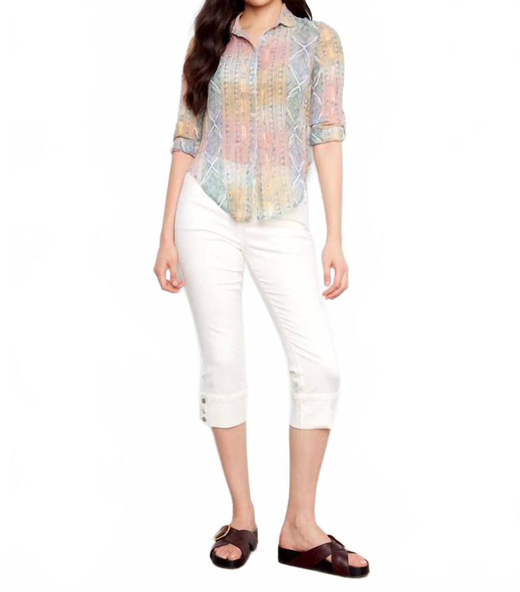 Foil Printed Crinkled Blouse In Marigold