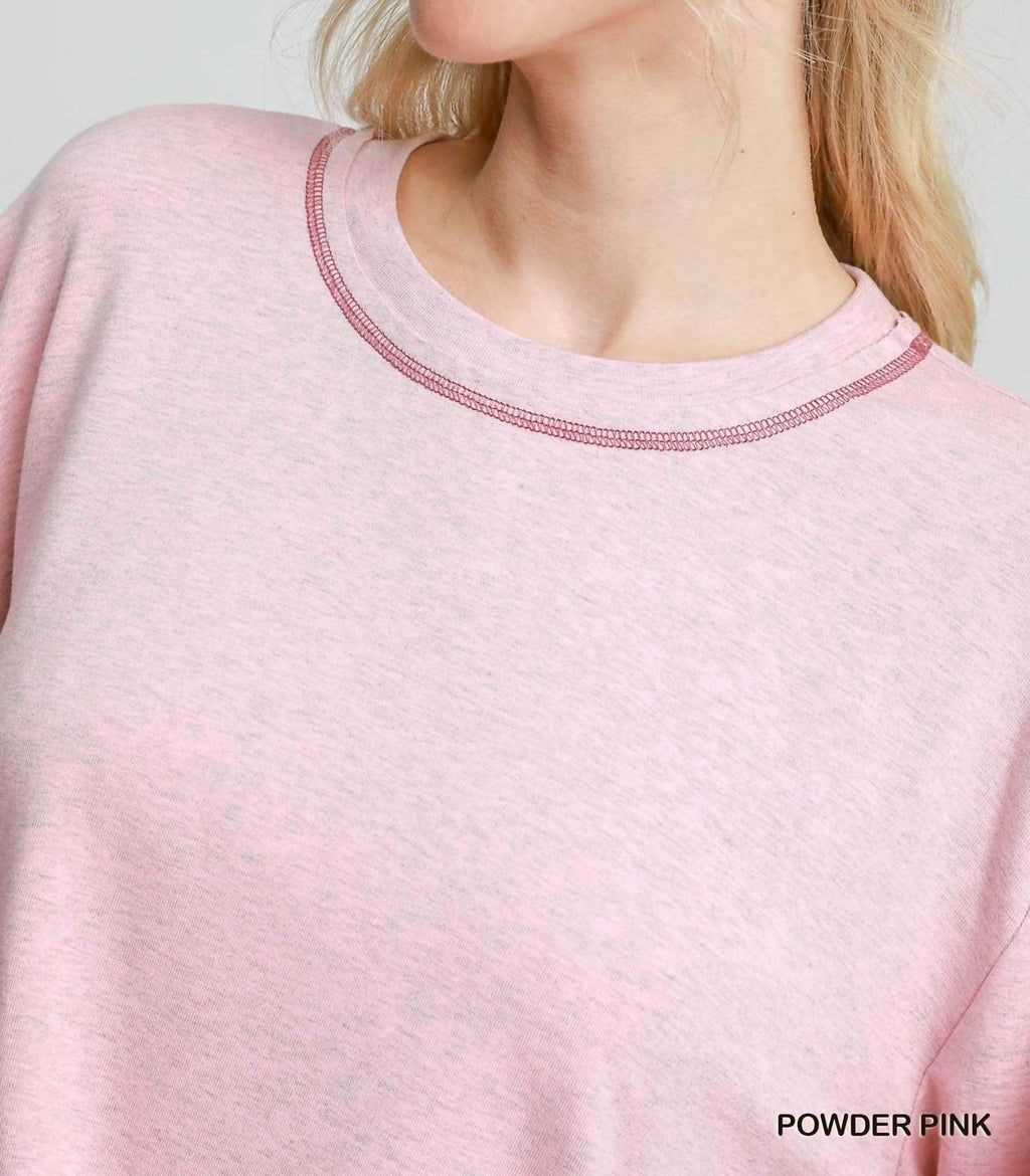 Modal Round Neck Basic Top In Powder Pink