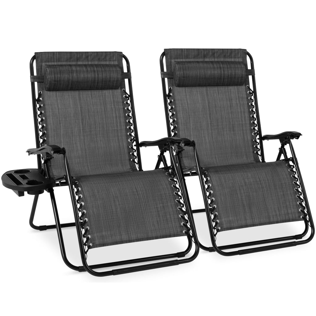 Best Choice Products Set of 2 Extra Wide Zero Gravity Lounge Chair Recliners w/ Cup Holder
