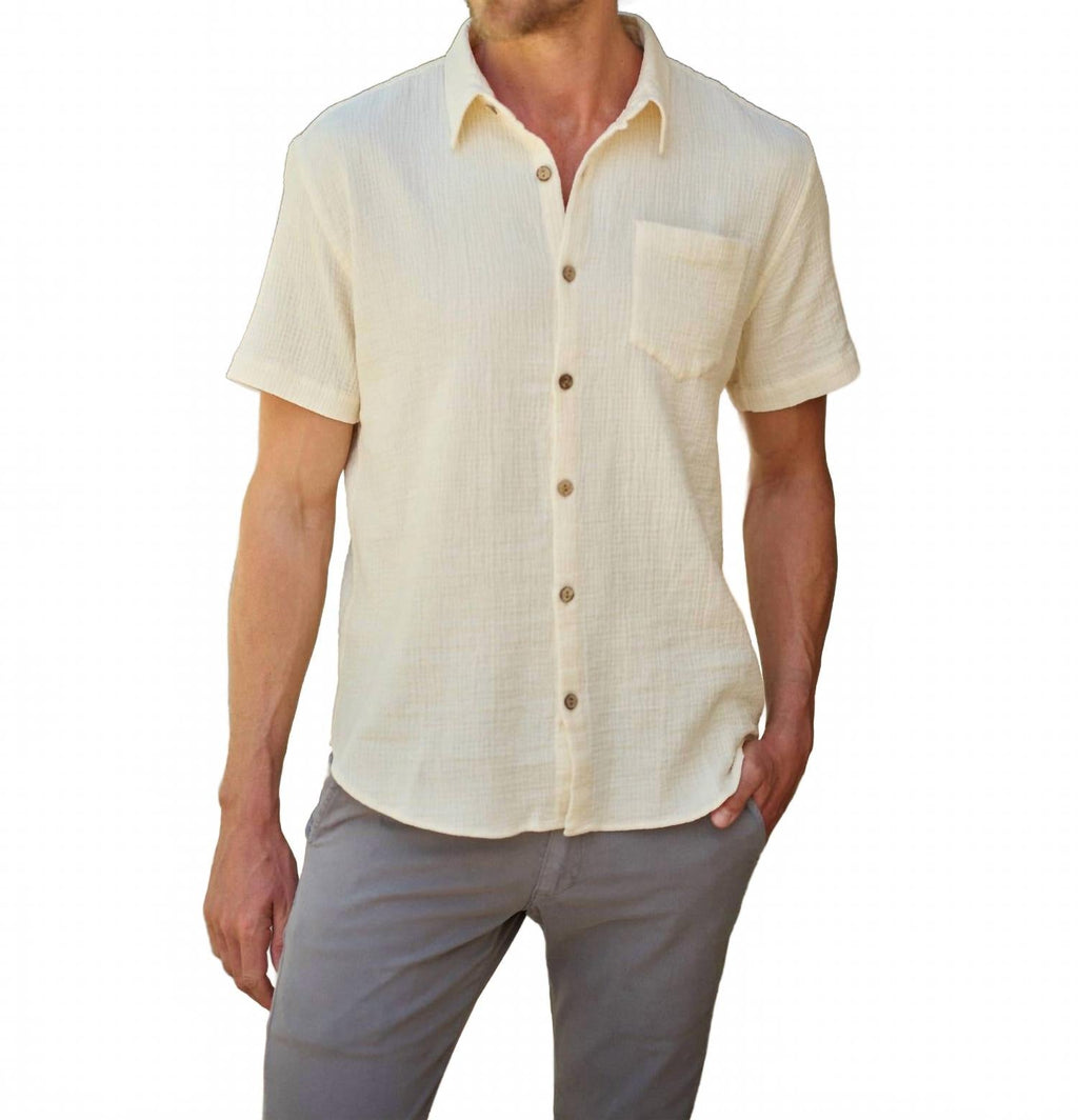 Hudson Short Sleeve Shirt In Ivory