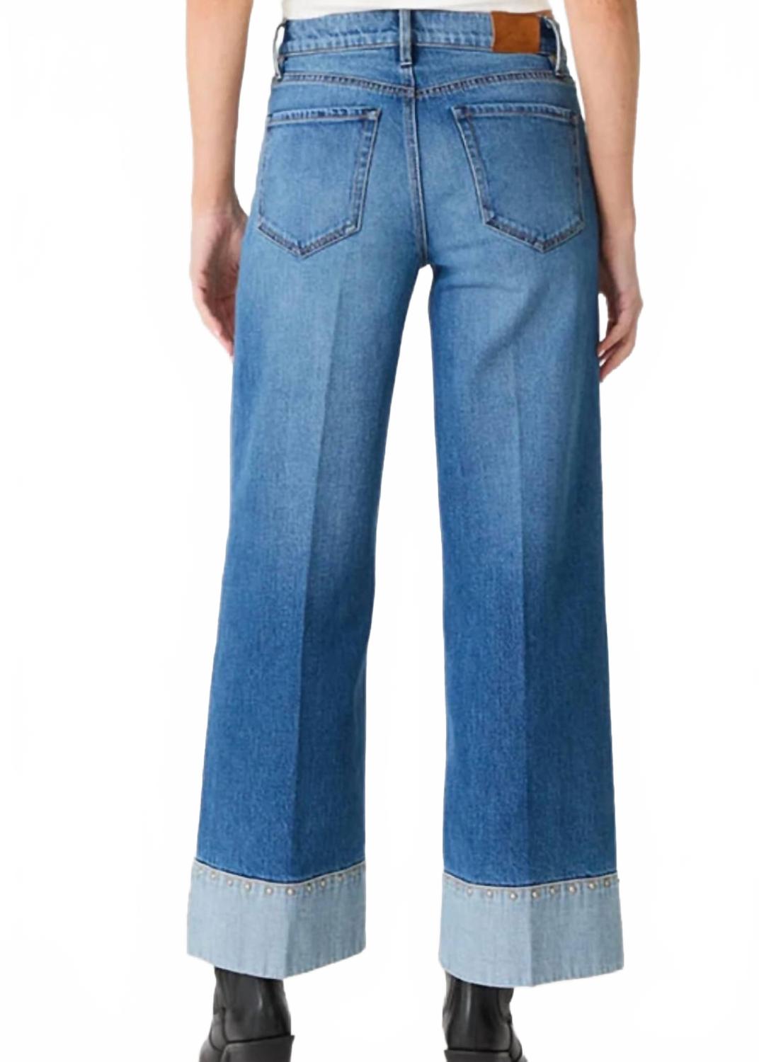 Parker Moment Studded Cuff Denim Jeans In Blue