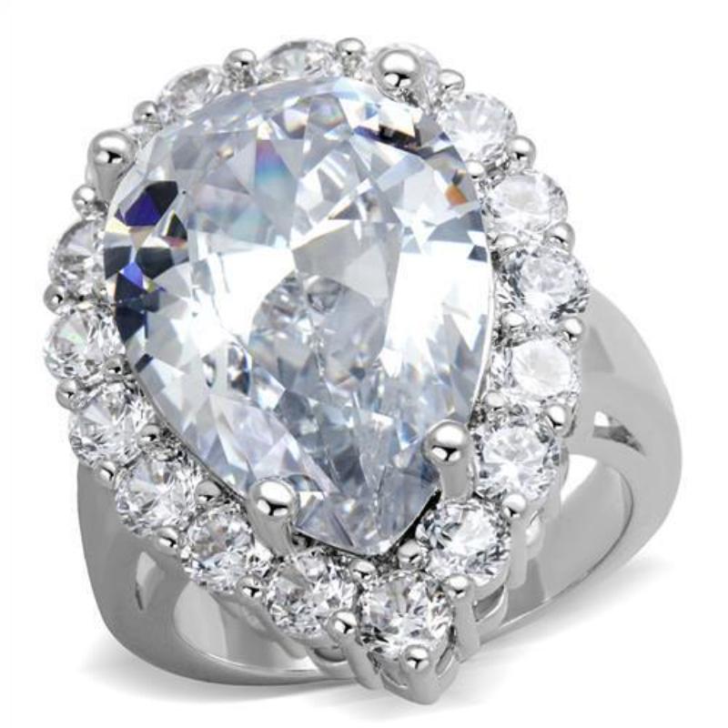 Rhodium Brass Ring with AAA Grade CZ in Clear