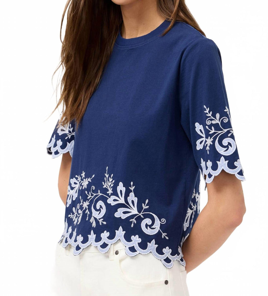 Addeline Elbow Sleeve Tee In Navy