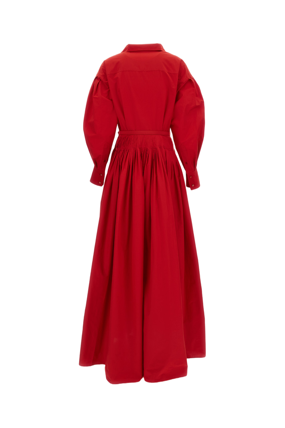Red Daley Long Sleeve Technical Poplin Gown