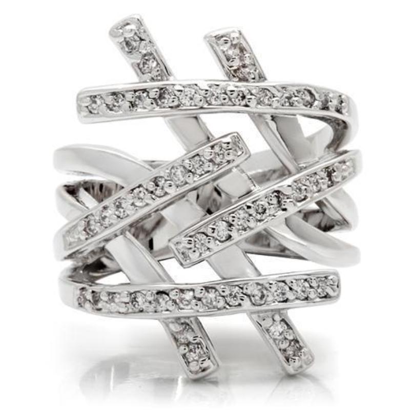 Rhodium Brass Ring with AAA Grade CZ in Clear