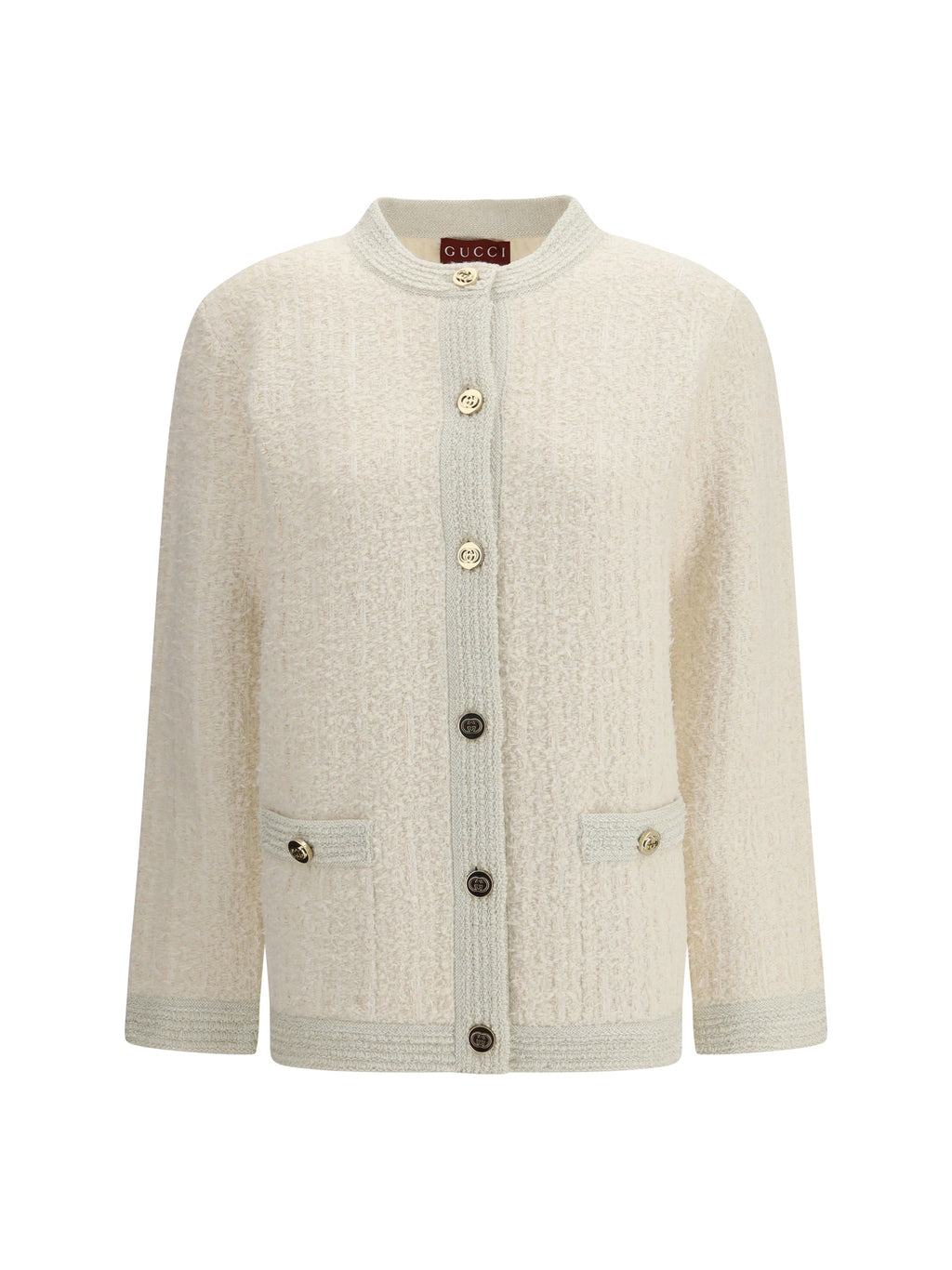 Gucci Women Bouclé Lamé Wool Cardigan