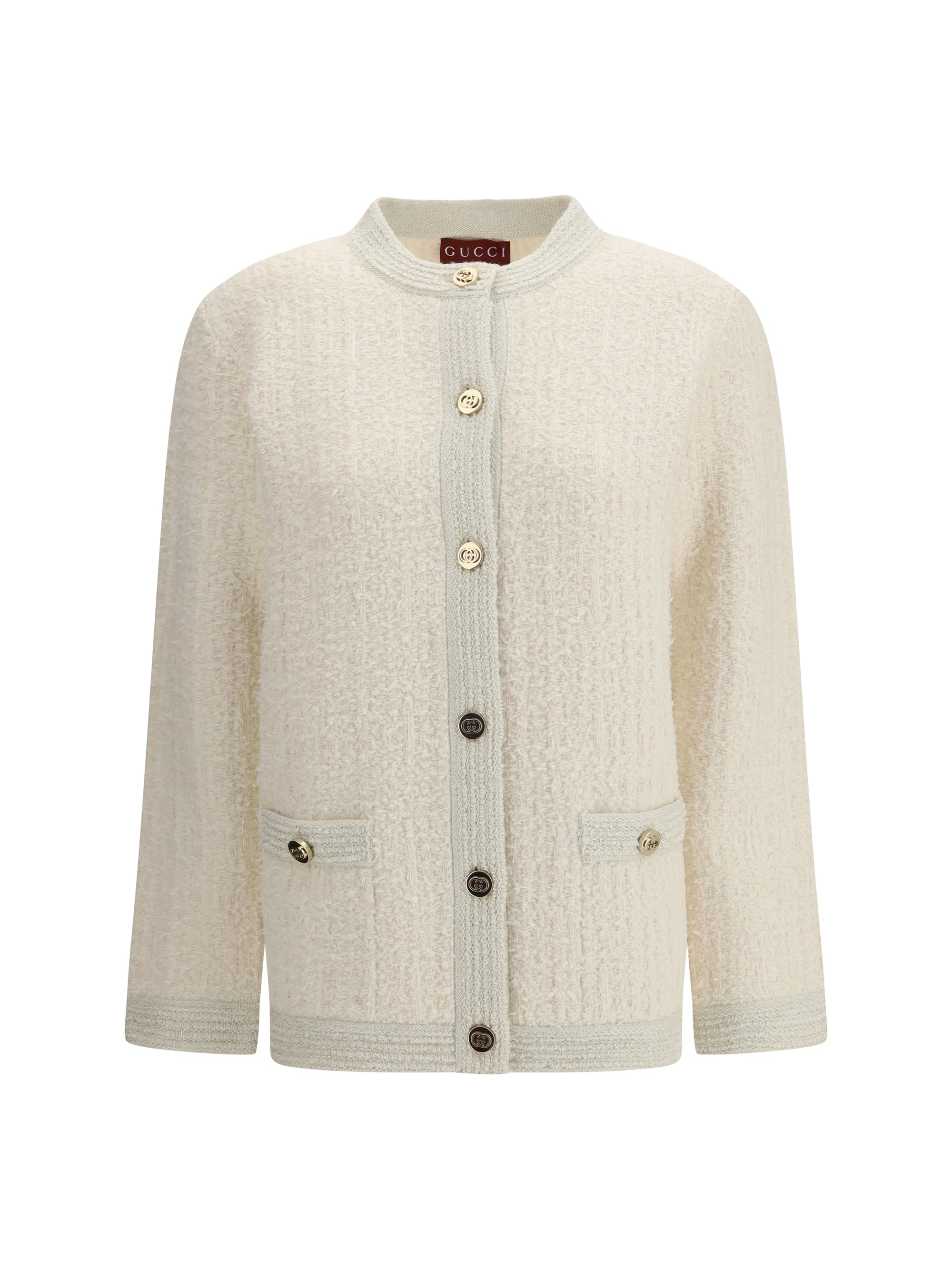 Gucci Women Bouclé Lamé Wool Cardigan