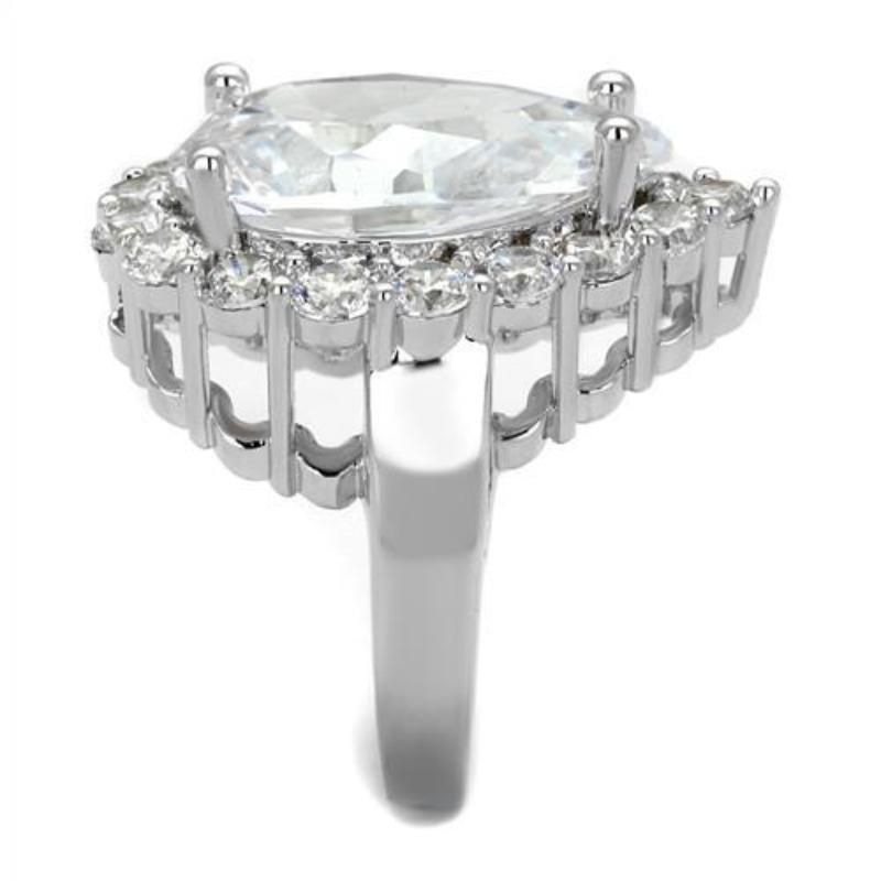 Rhodium Brass Ring with AAA Grade CZ in Clear