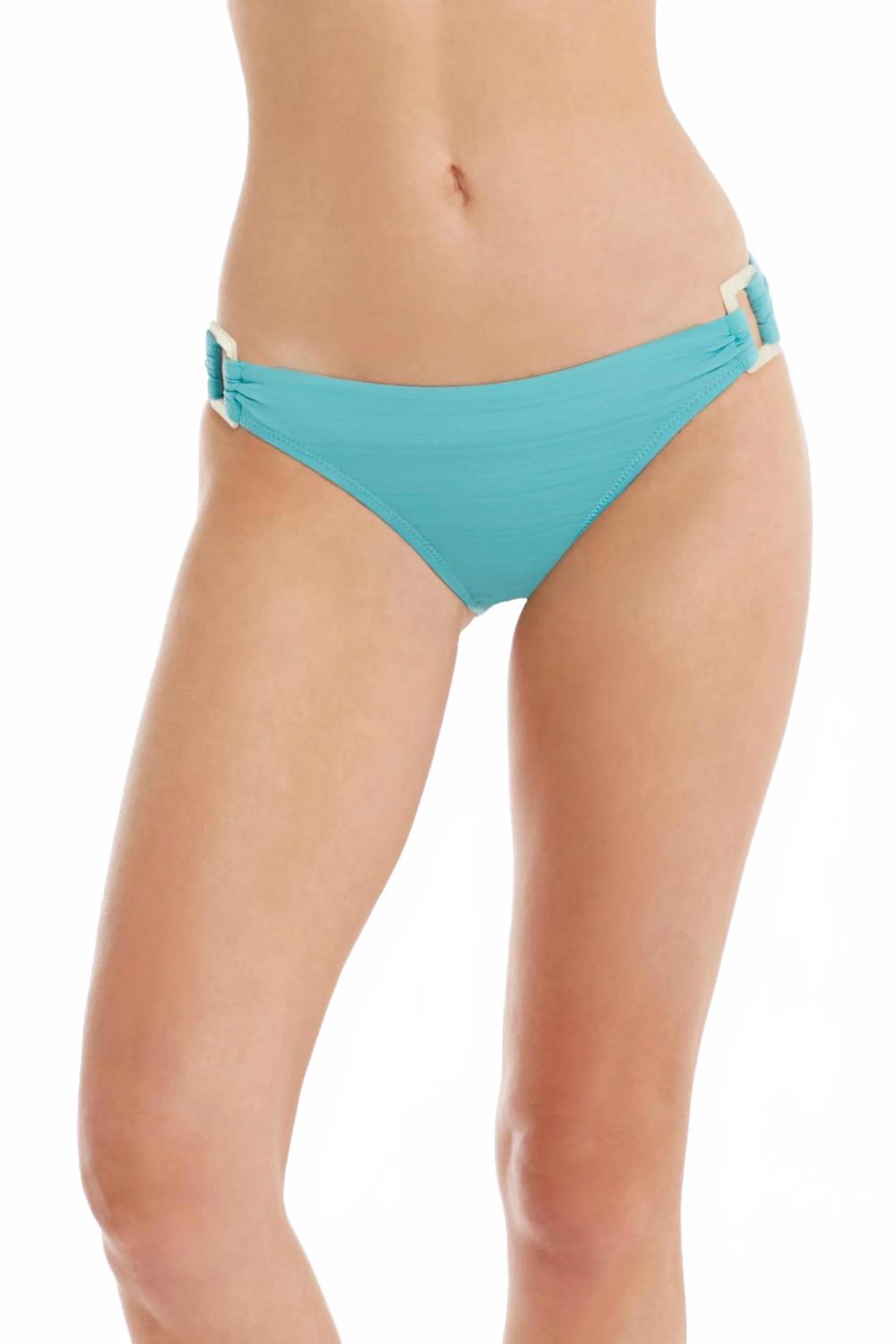 Shell Hipster Swim Bottom In Textured Coastal Blue