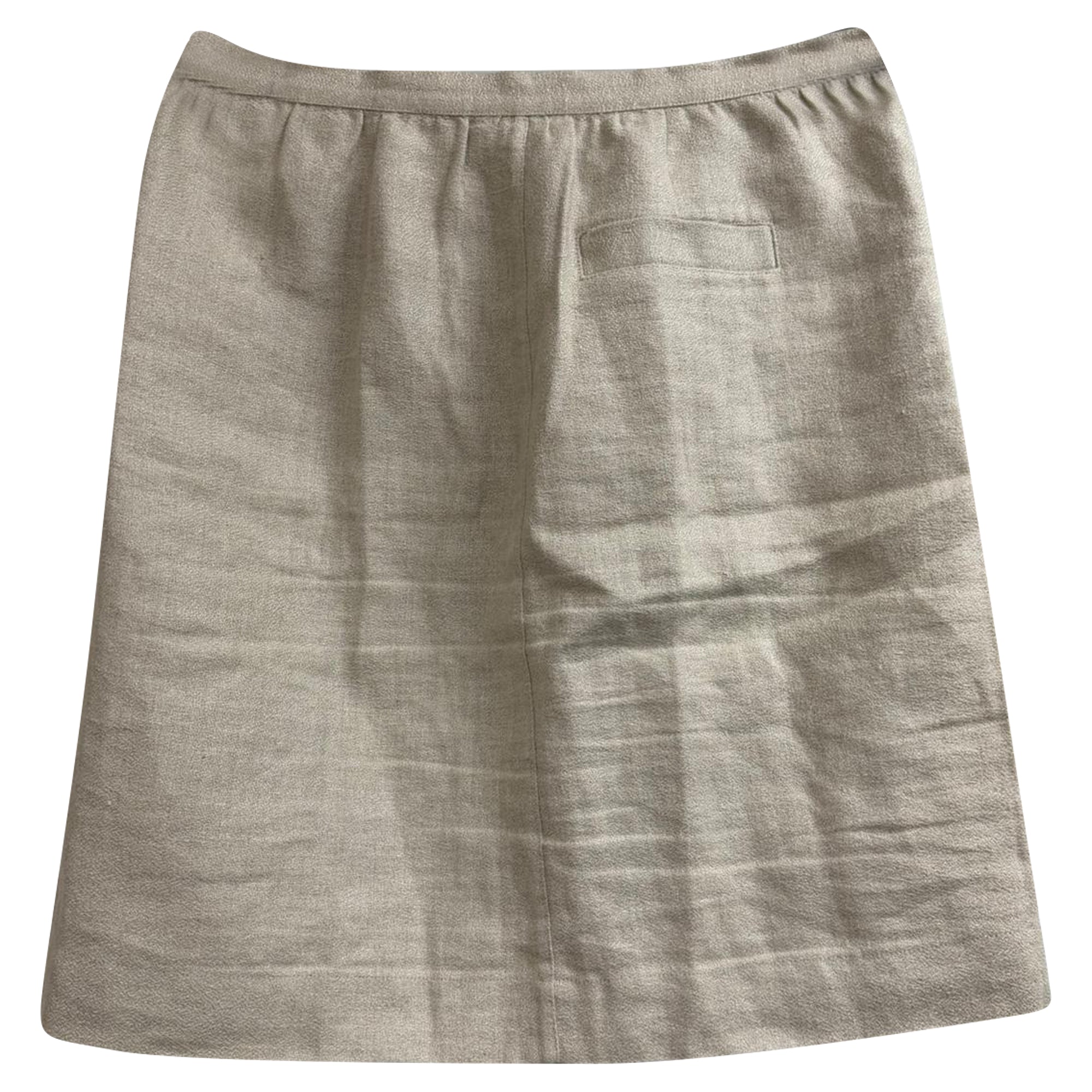 A.P.C. Button-Down Mini A-Line Skirt in Beige Linen