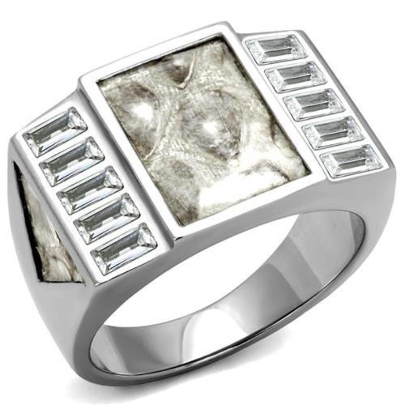 No Plating Stainless Steel Ring with AAA Grade CZ in Clear