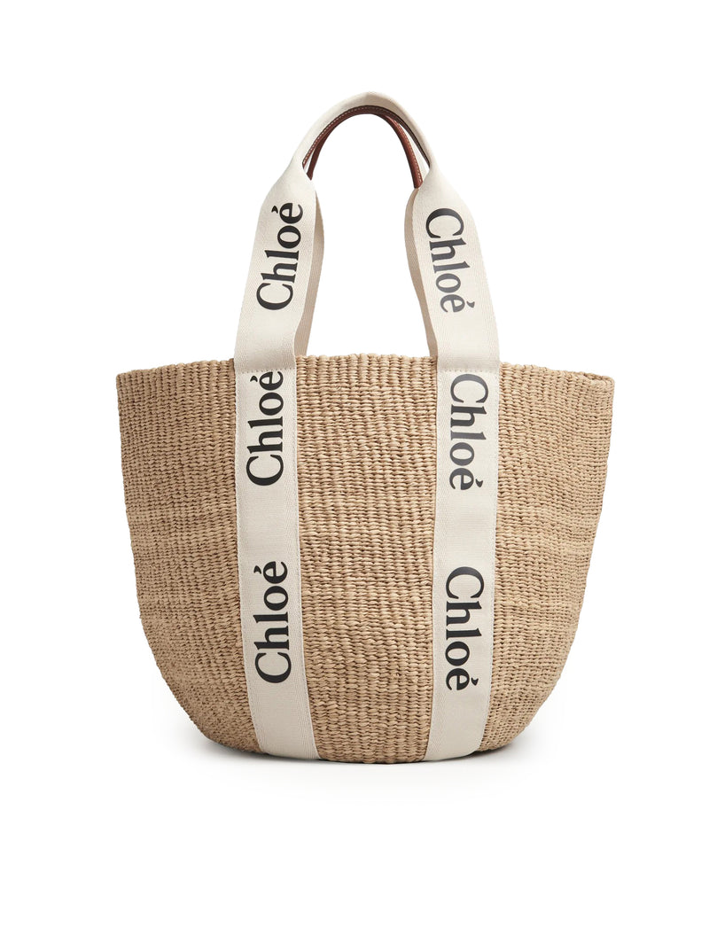 Chloe` Women Woody Large Basket Bag In Natural Fibers