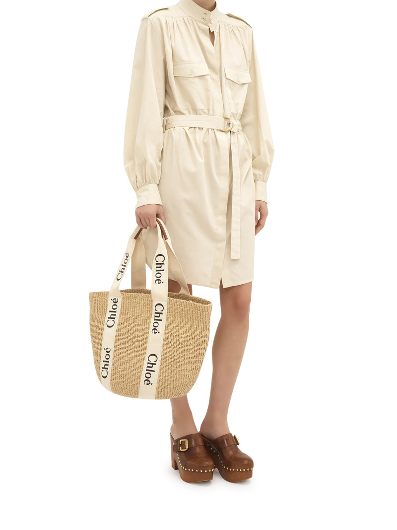 Chloe` Women Woody Large Basket Bag In Natural Fibers