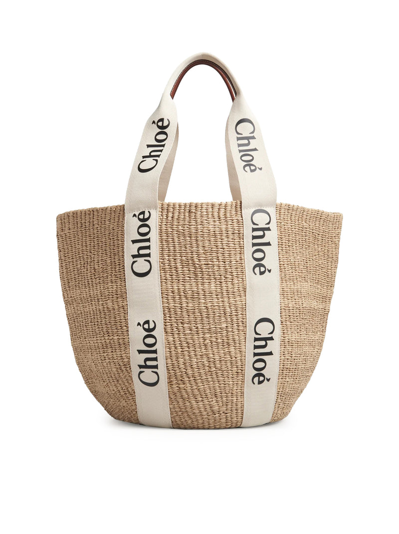 Chloe` Women Woody Large Basket Bag In Natural Fibers