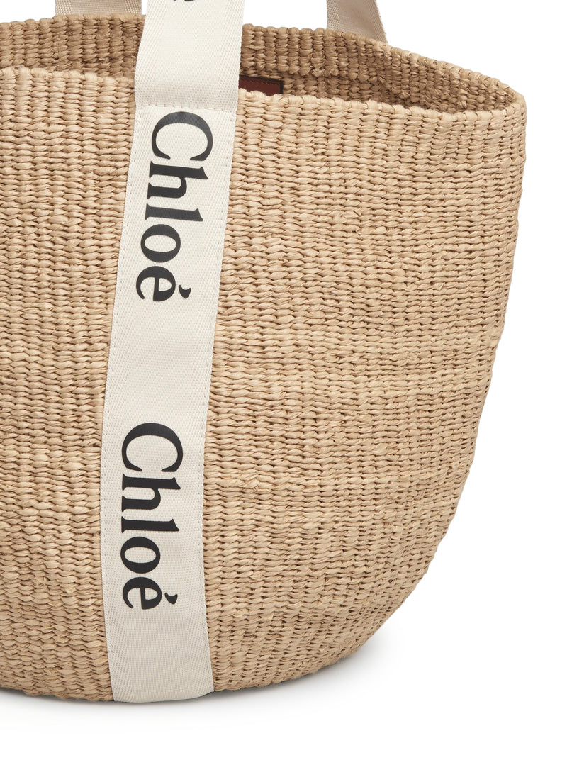 Chloe` Women Woody Large Basket Bag In Natural Fibers