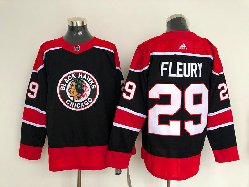 Men's Chicago Blackhawks Marc Andre Fleury #29 Black Breakaway jersey