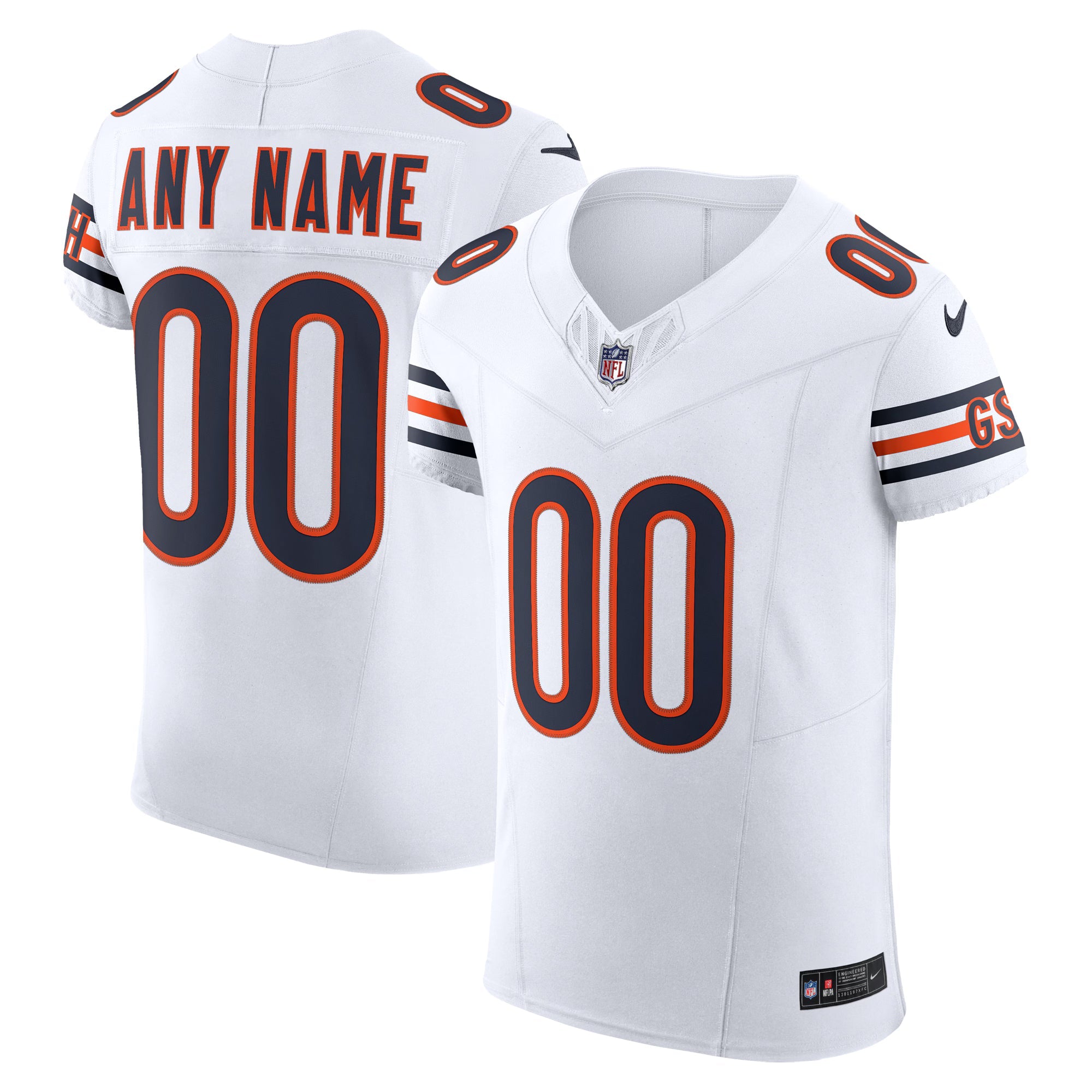 Chicago Bears White Vapor F.U.S.E. Elite Custom Jersey