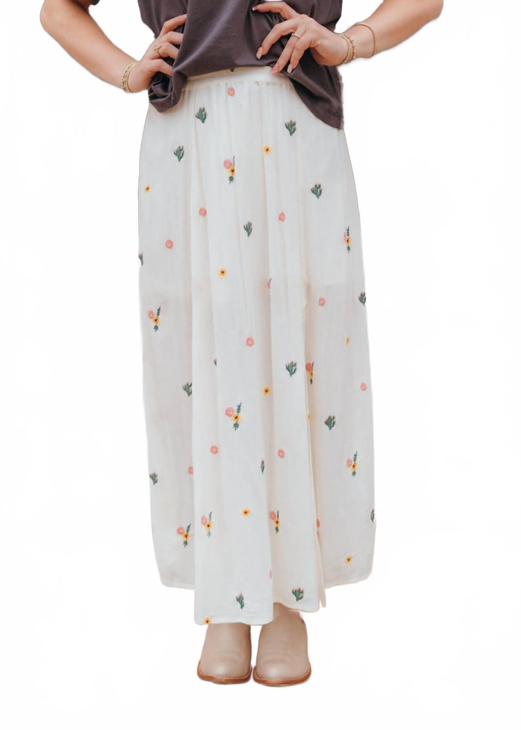Embroidered Midi Skirt - Plus In Natural