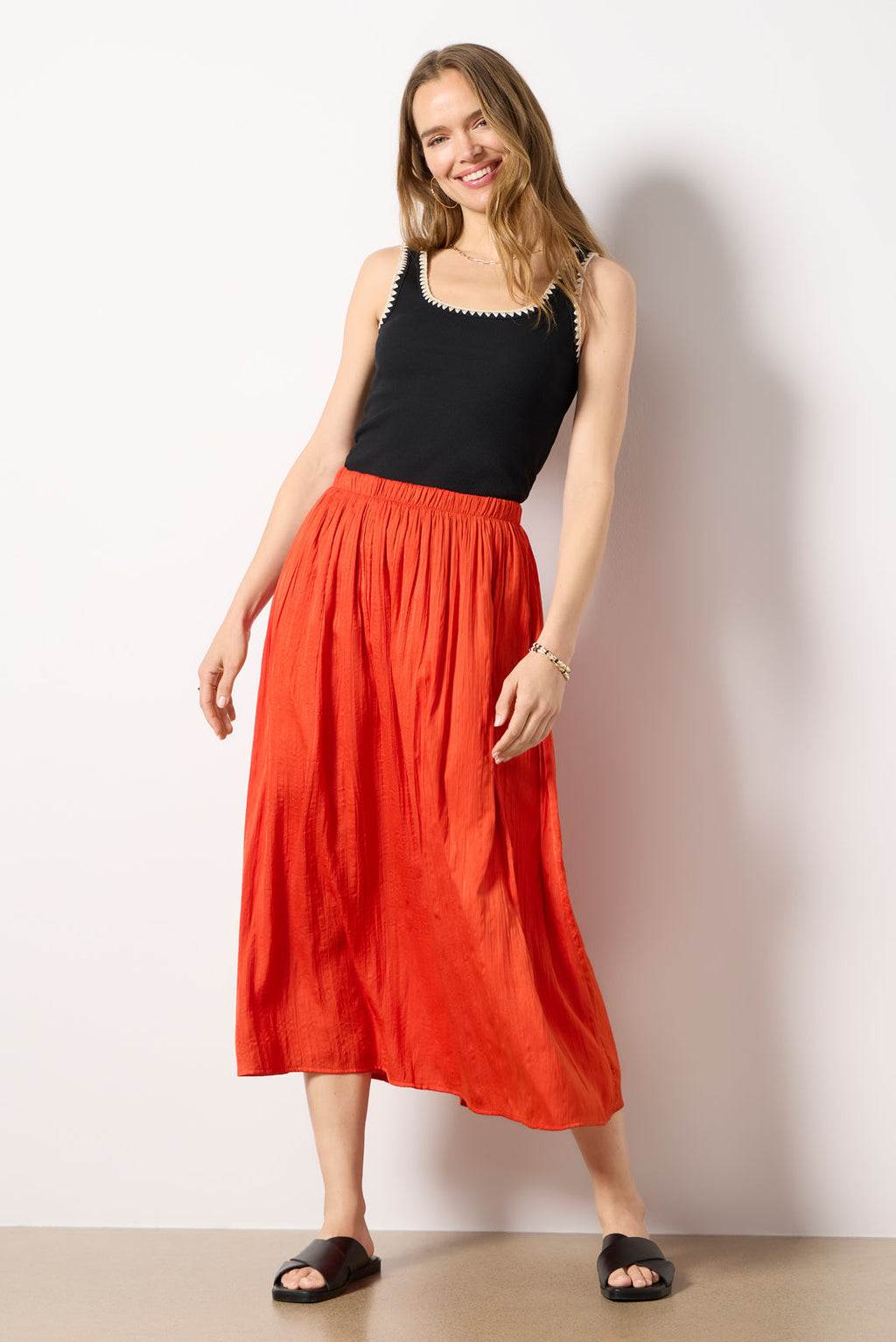 Women's Claire Satin Midi Skirt