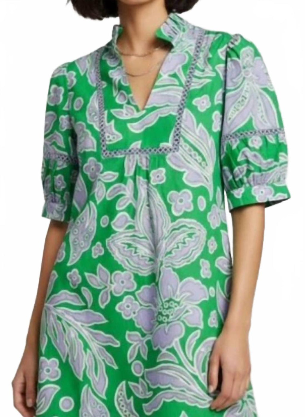 Floral Mini Dress In Green