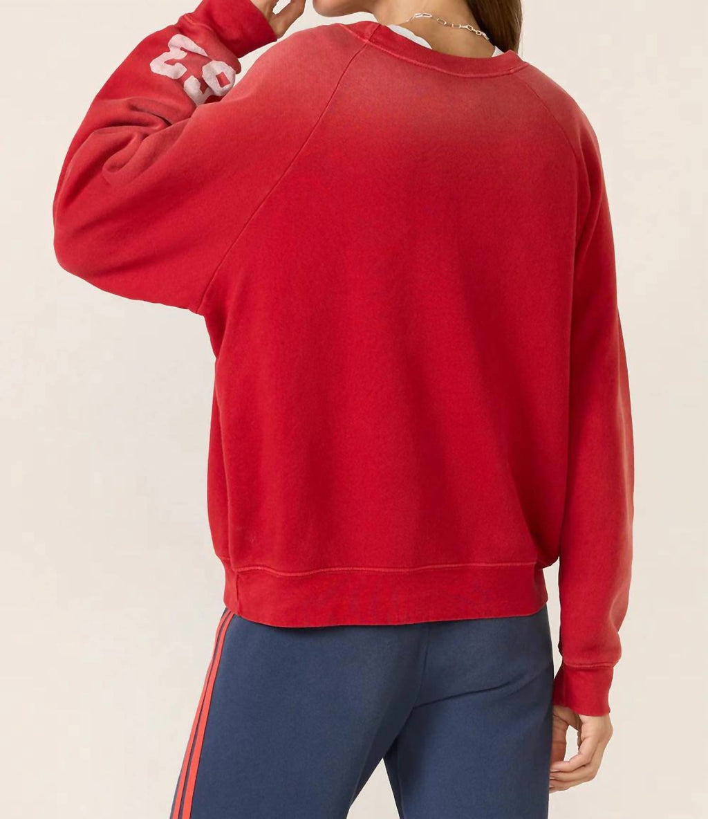 Hockey Club Vintage Raglan Sweatshirt In Red