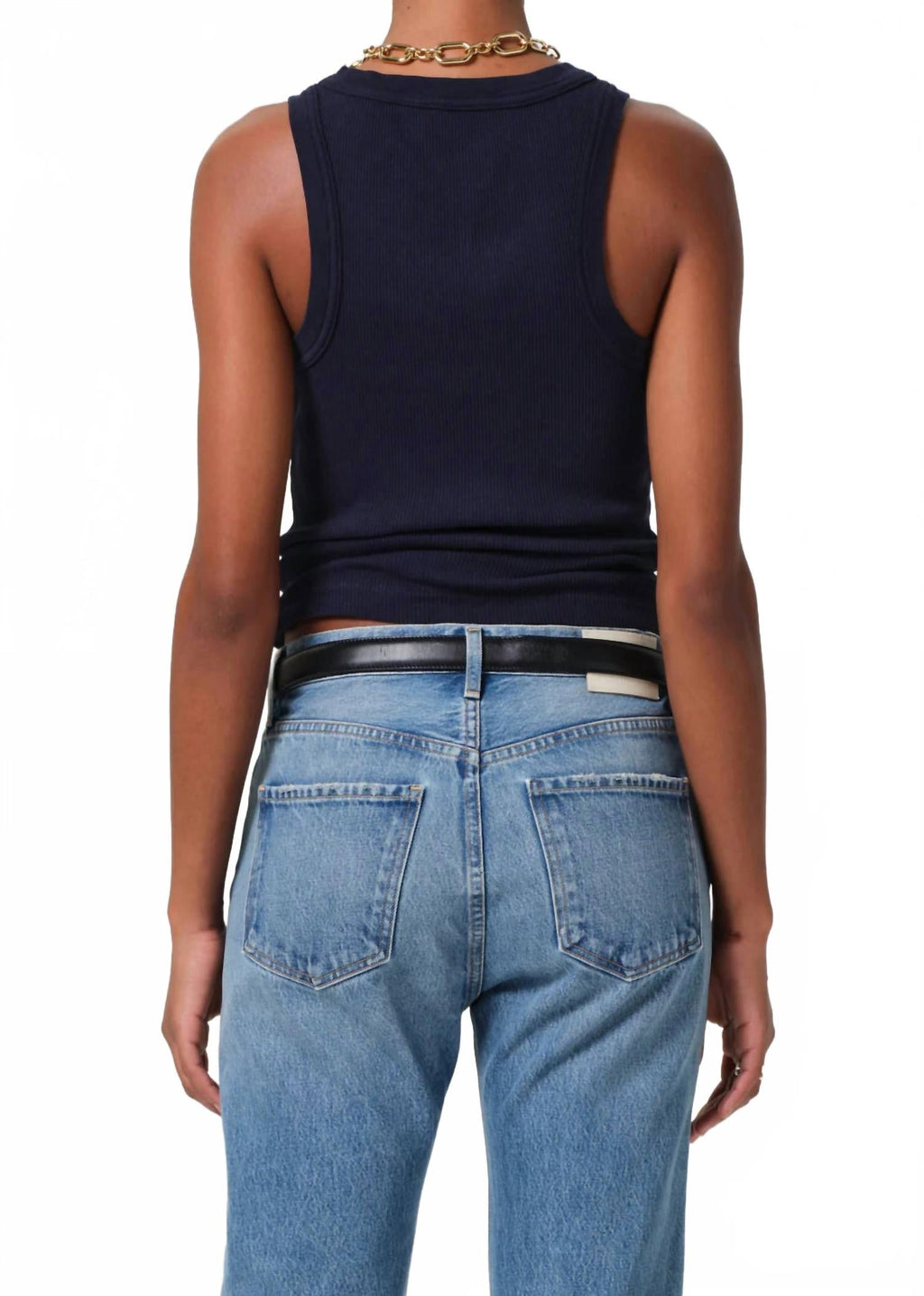 Isabel Rib Tank Top In Navy