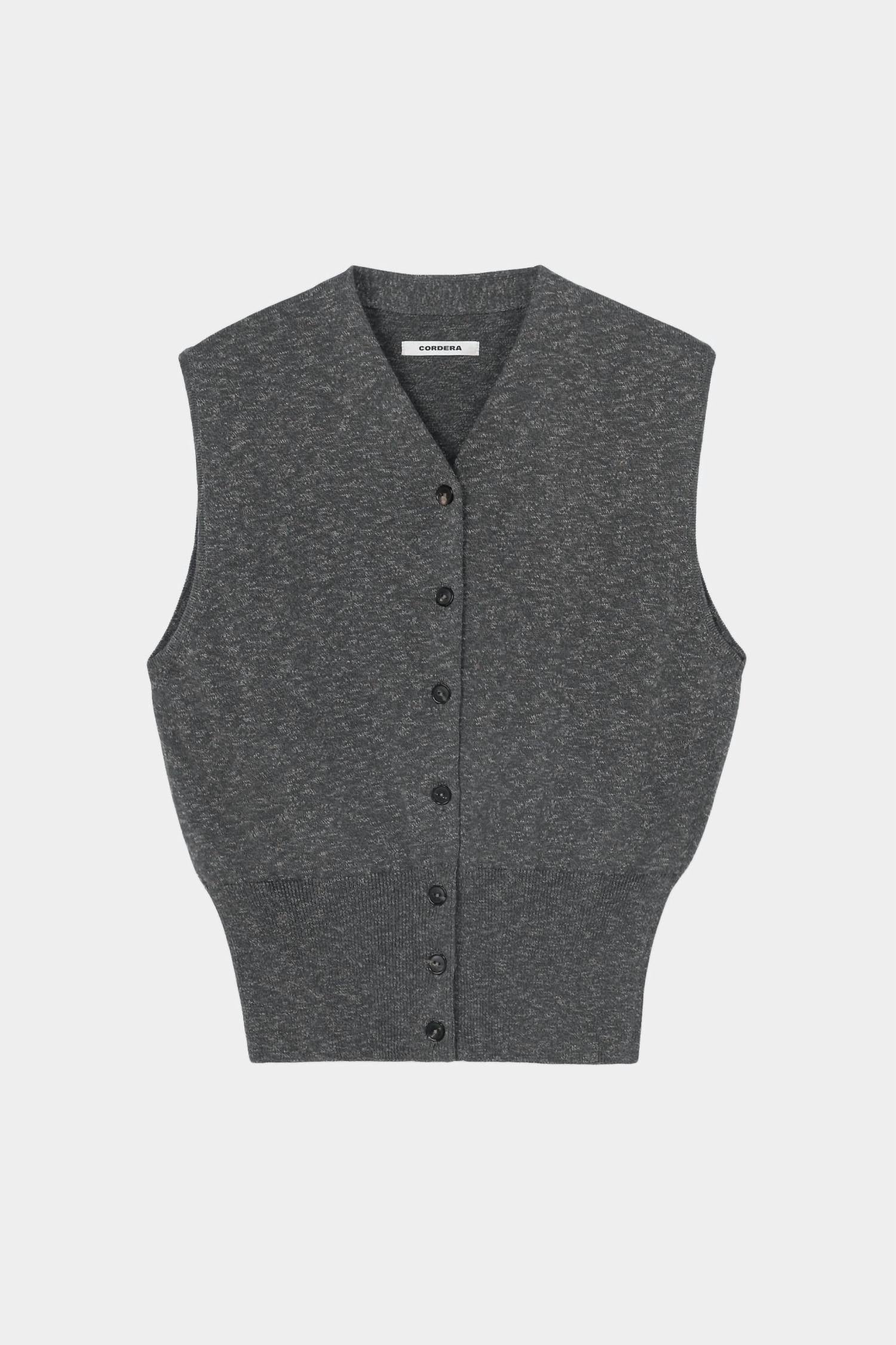 Flecked Cotton Waistcoat In Grey
