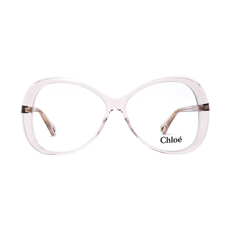 Chloe Eyeglasses Butterfly Full Rim, Pink Transparent Frame And Clear Demo Lens Lens Ch0011O002