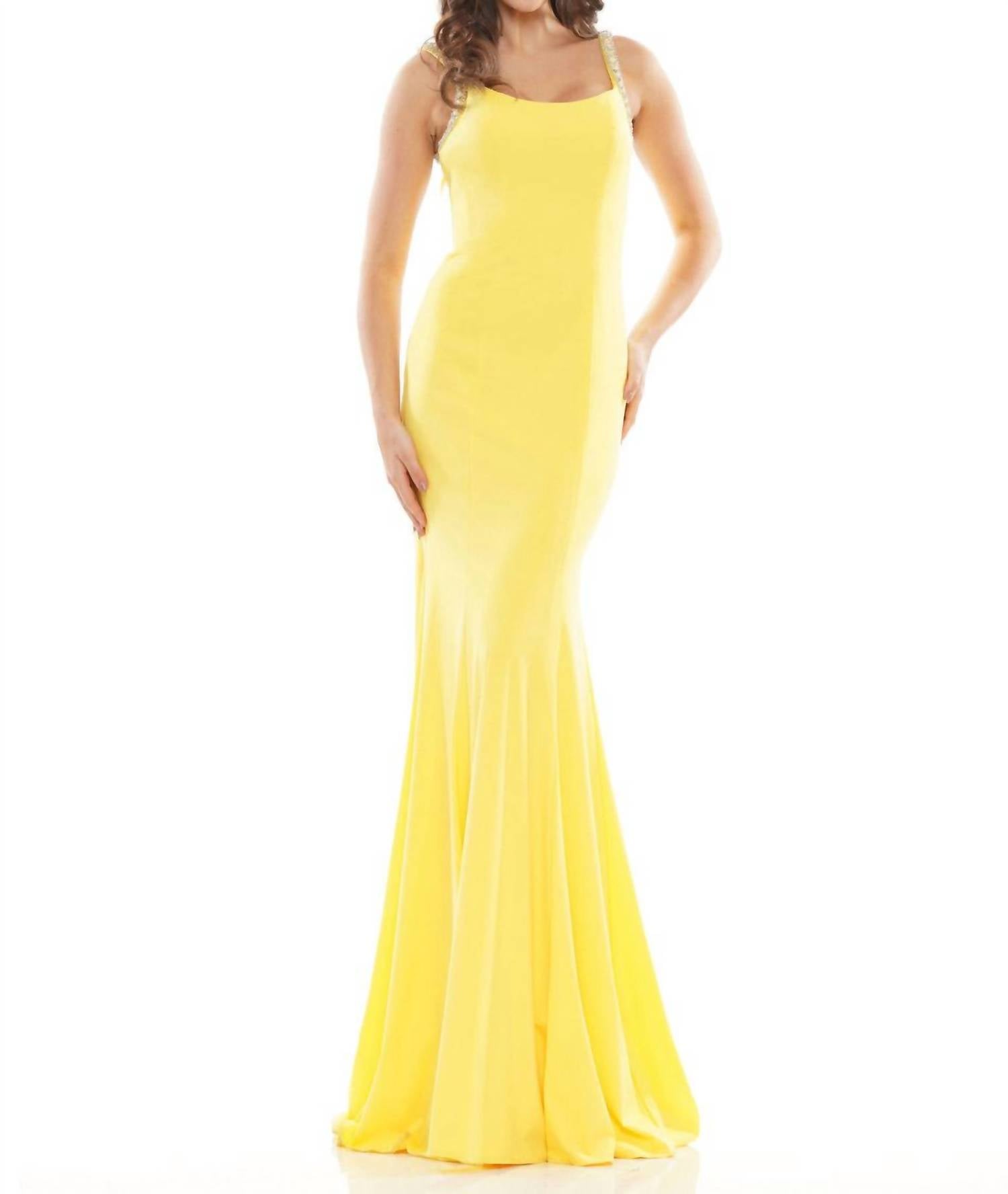 Scoopneck Lycra Gown In Lemon