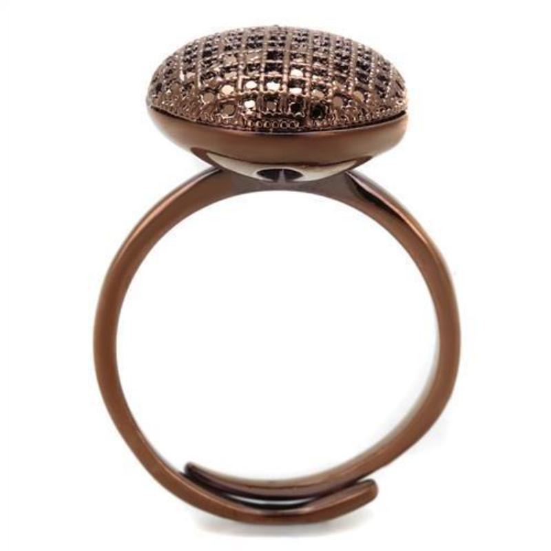 IP Coffee light Brass Ring with AAA Grade CZ in Light Coffee