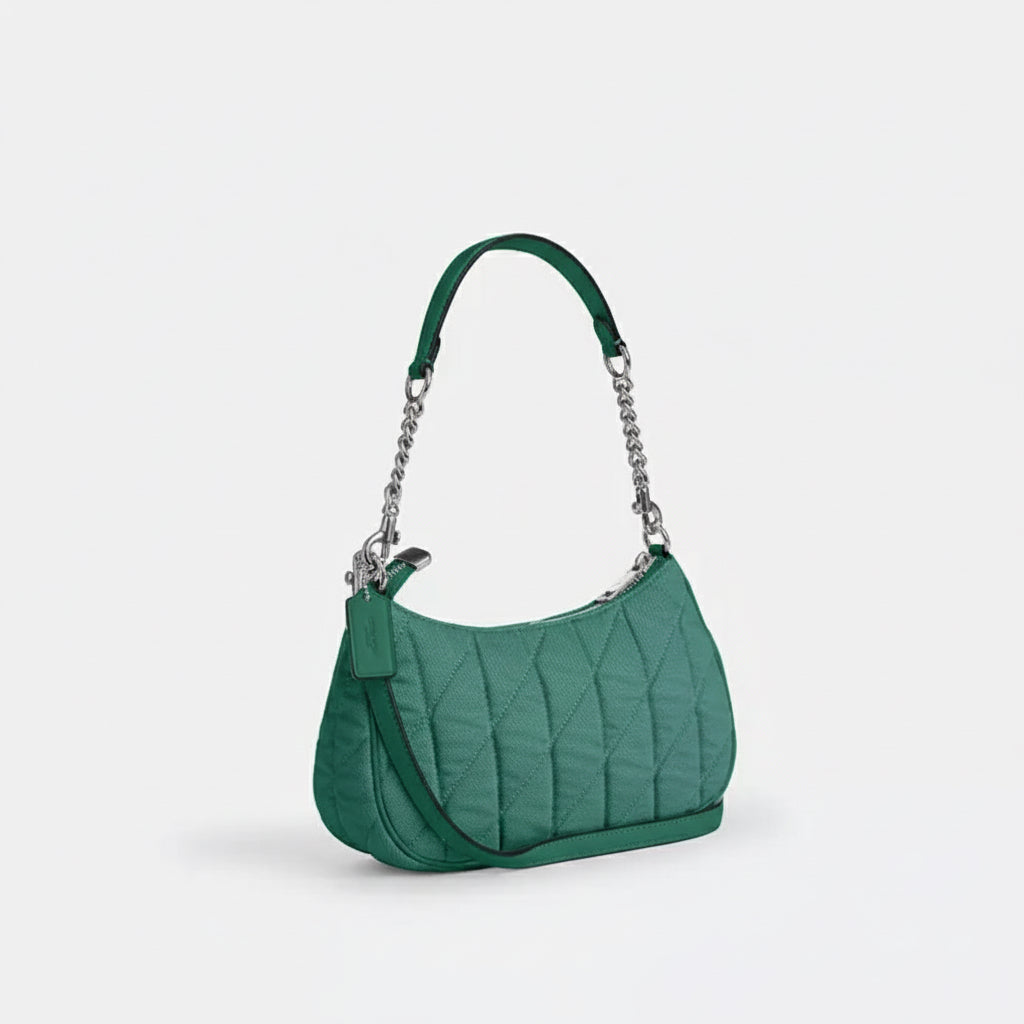 NWT Coach Teri Shoulder Bag In Silver/Green