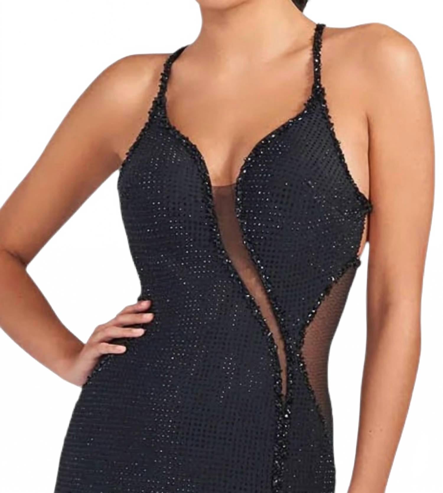 V-Neck Alluring Gown In Black