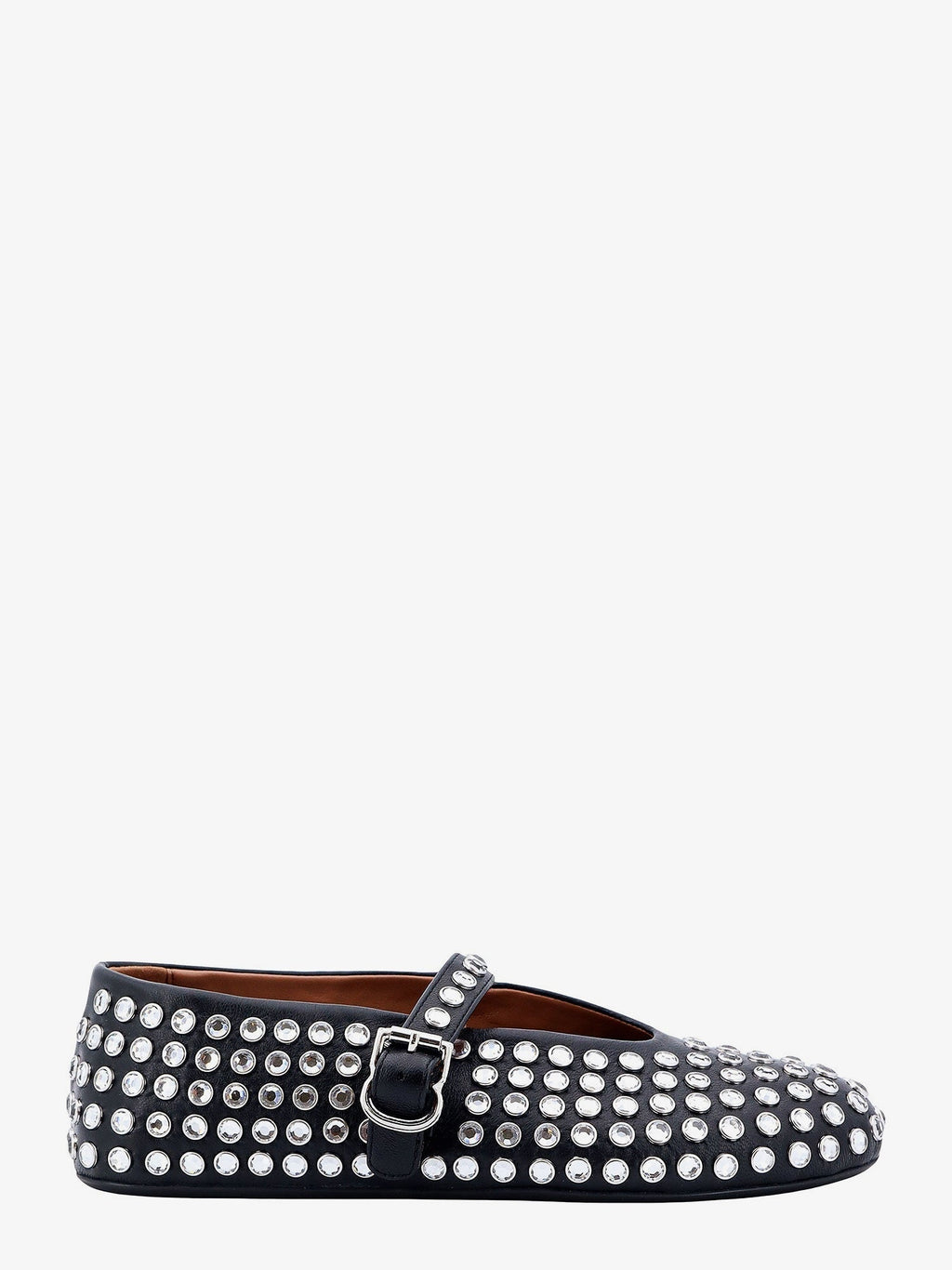 Alaia Women Leather Ballet Flats With Rhinestones