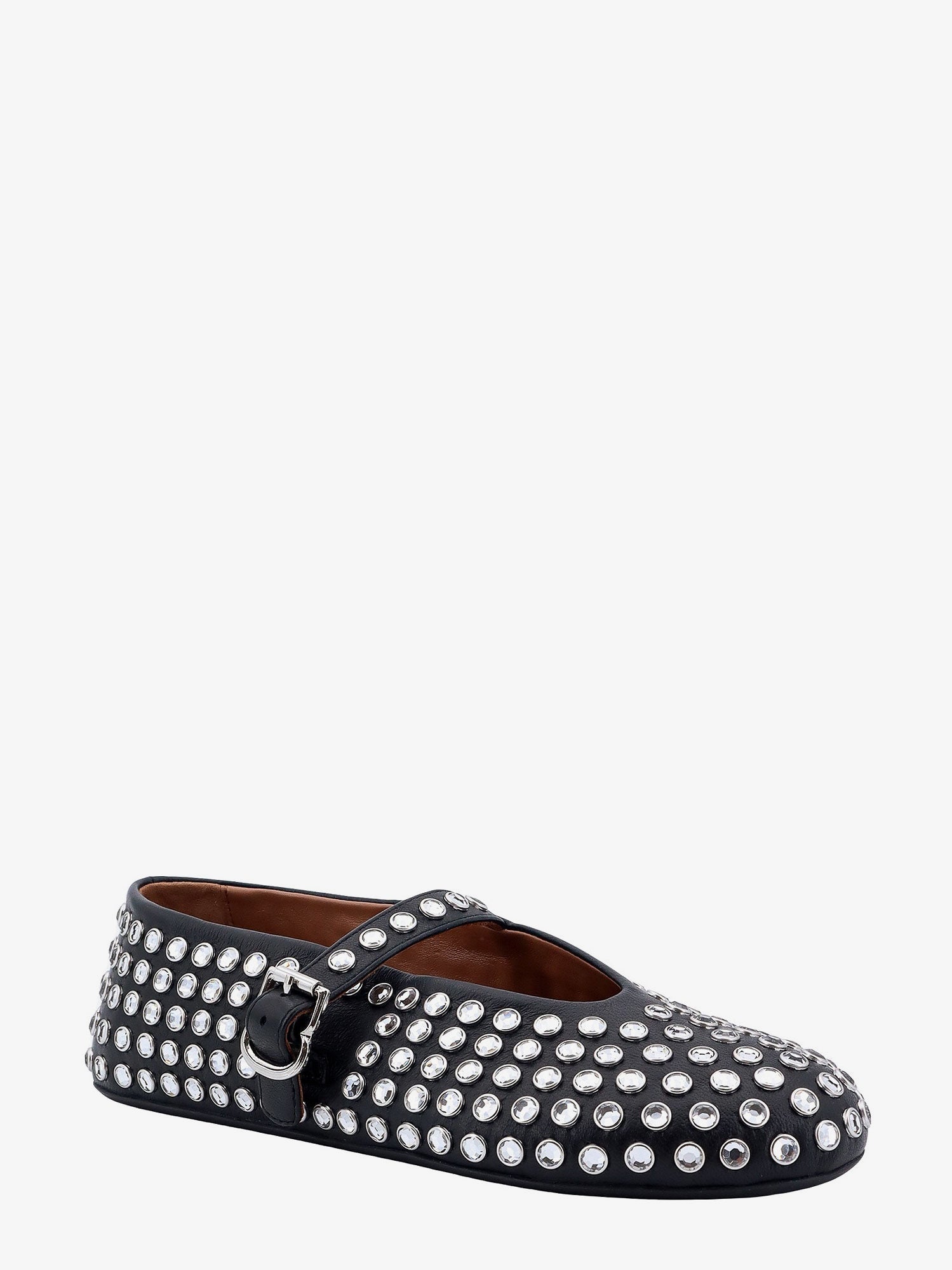 Alaia Women Leather Ballet Flats With Rhinestones