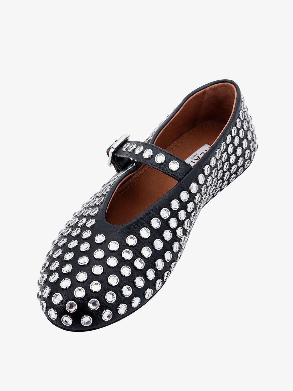 Alaia Women Leather Ballet Flats With Rhinestones