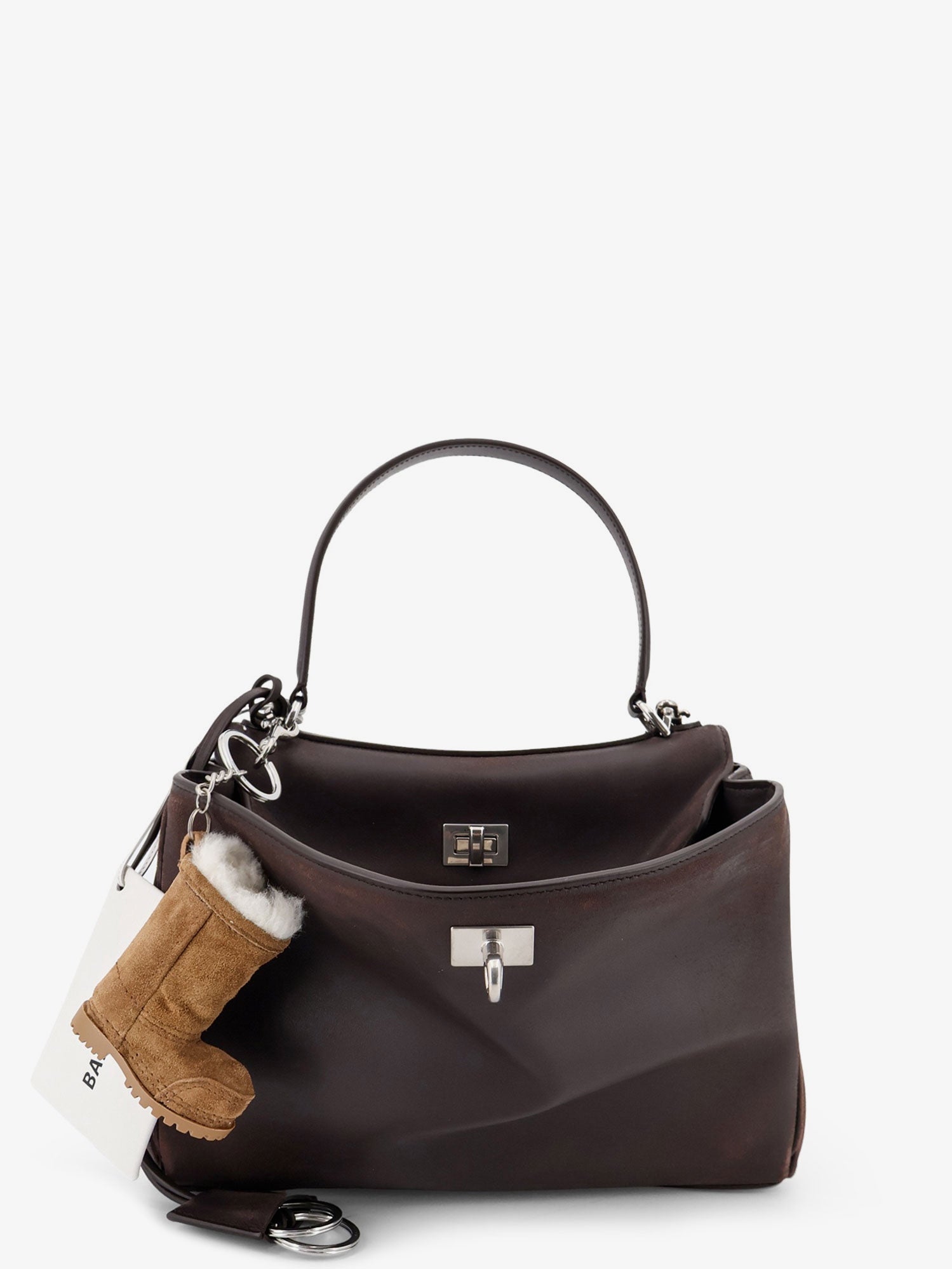 Balenciaga Women Rodeo S Leather Crossbody Bag With Vintage Motif