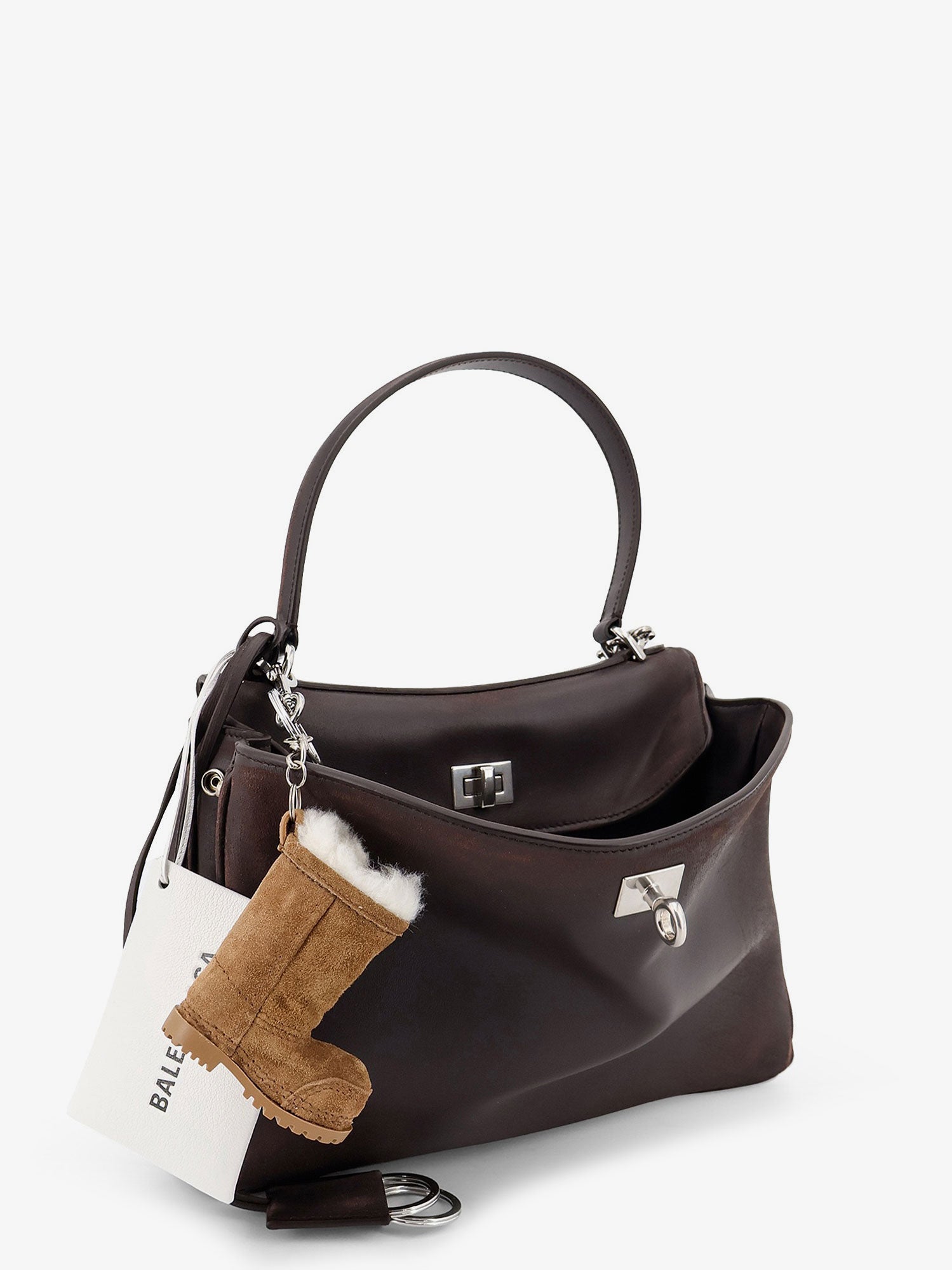 Balenciaga Women Rodeo S Leather Crossbody Bag With Vintage Motif