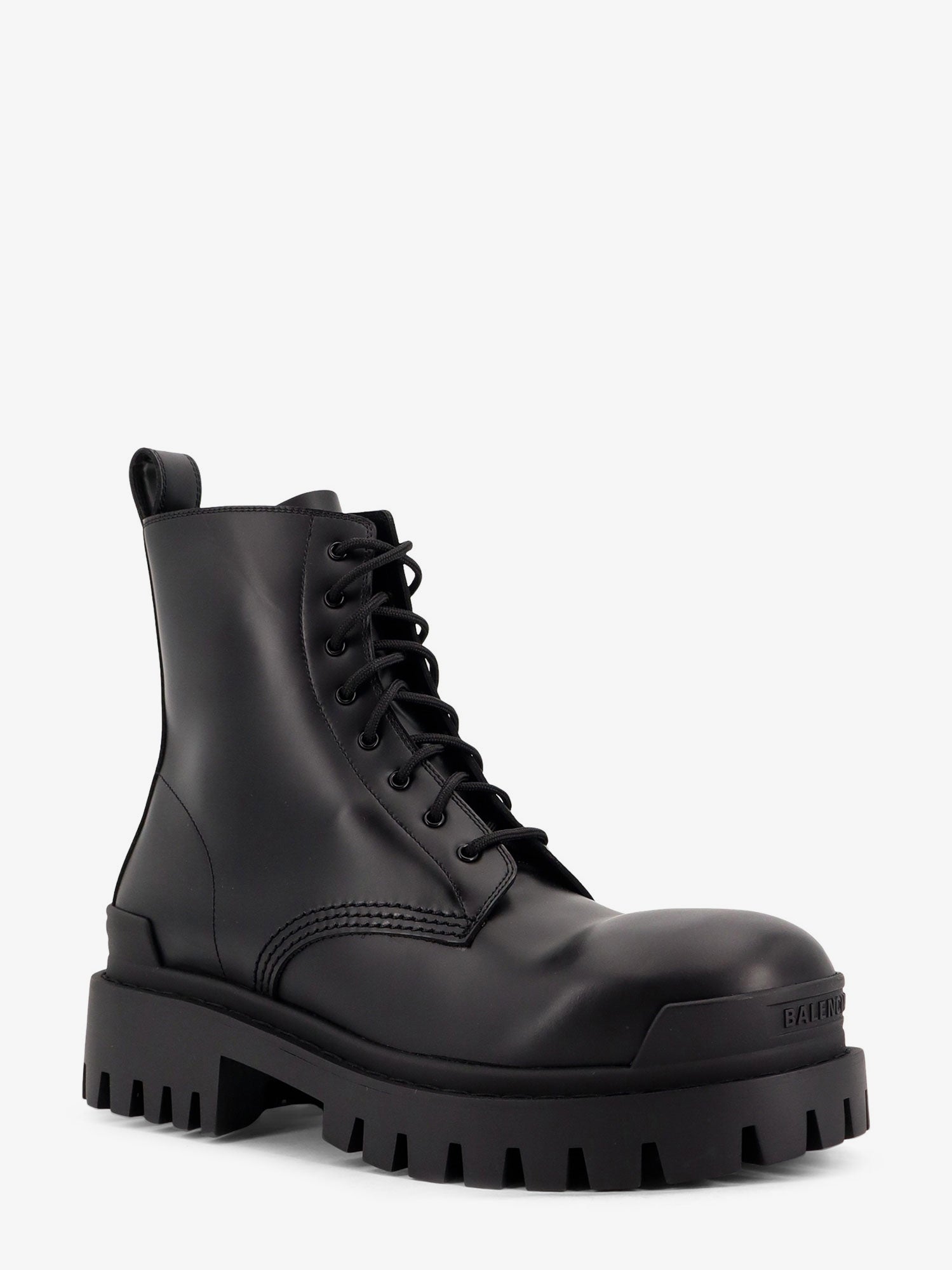 Balenciaga Men Leather Boots With Maxi Rubber Sole