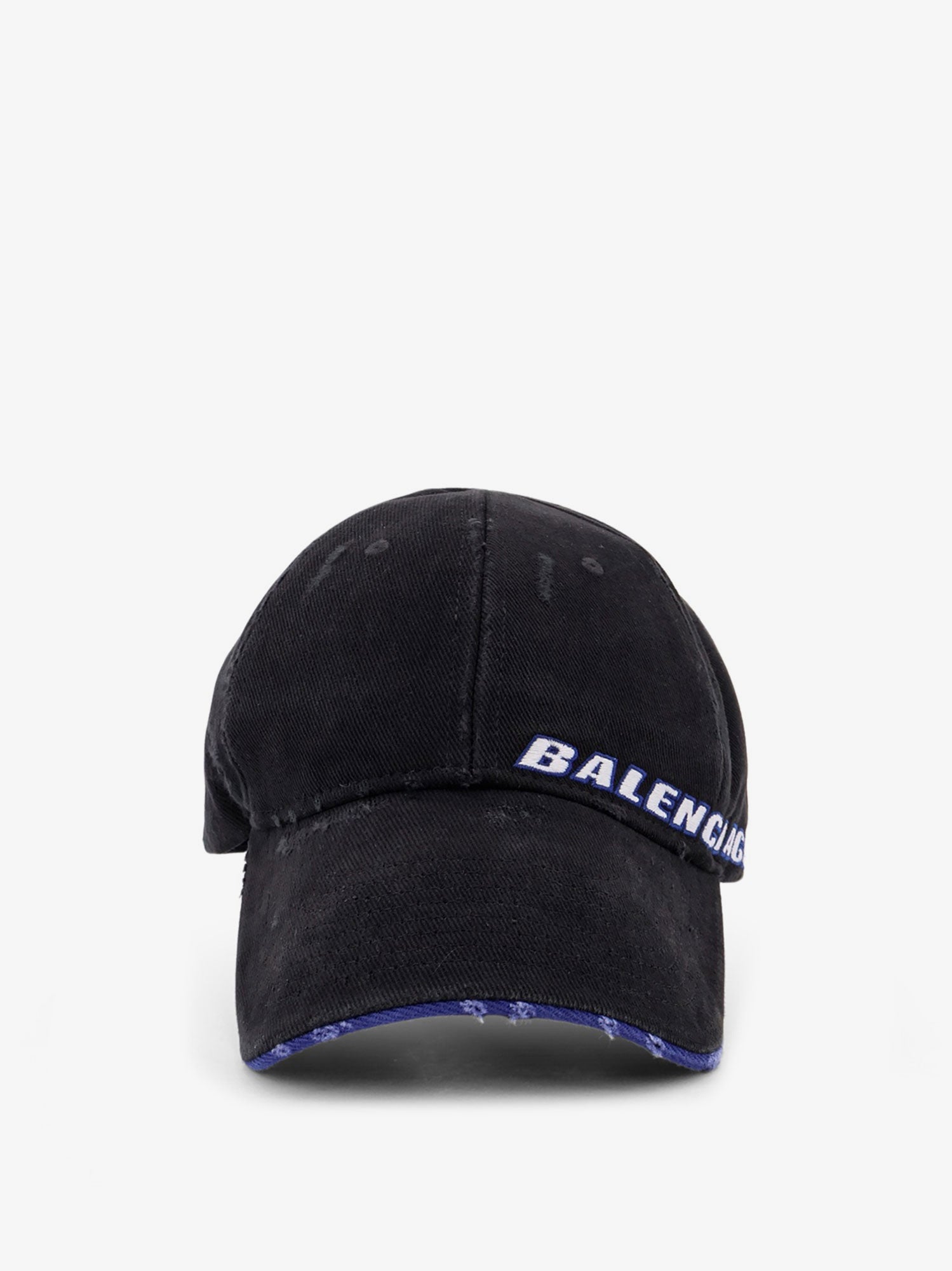 Balenciaga Men Cotton Baseball Hat With Distressed Effect