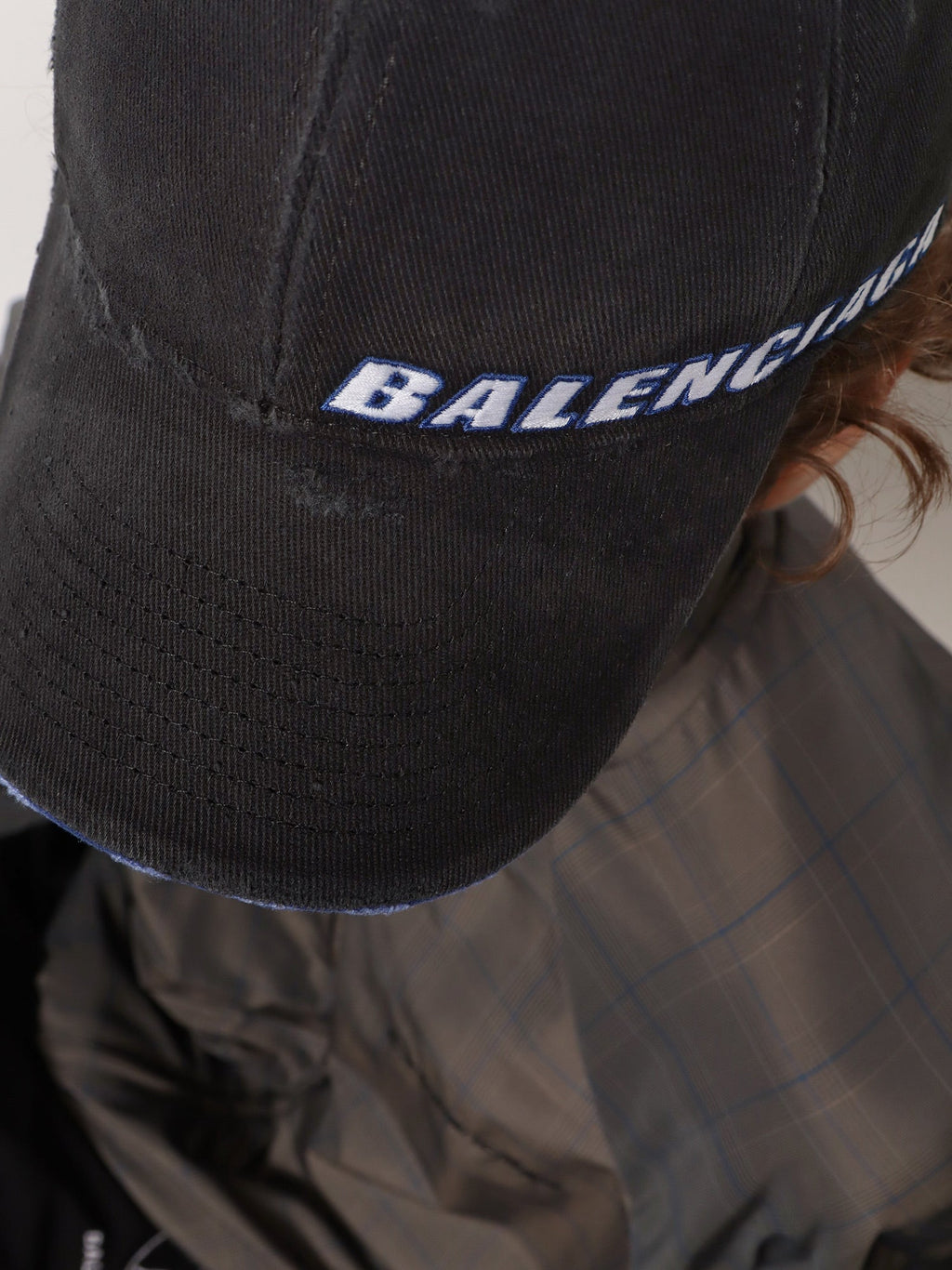 Balenciaga Men Cotton Baseball Hat With Distressed Effect